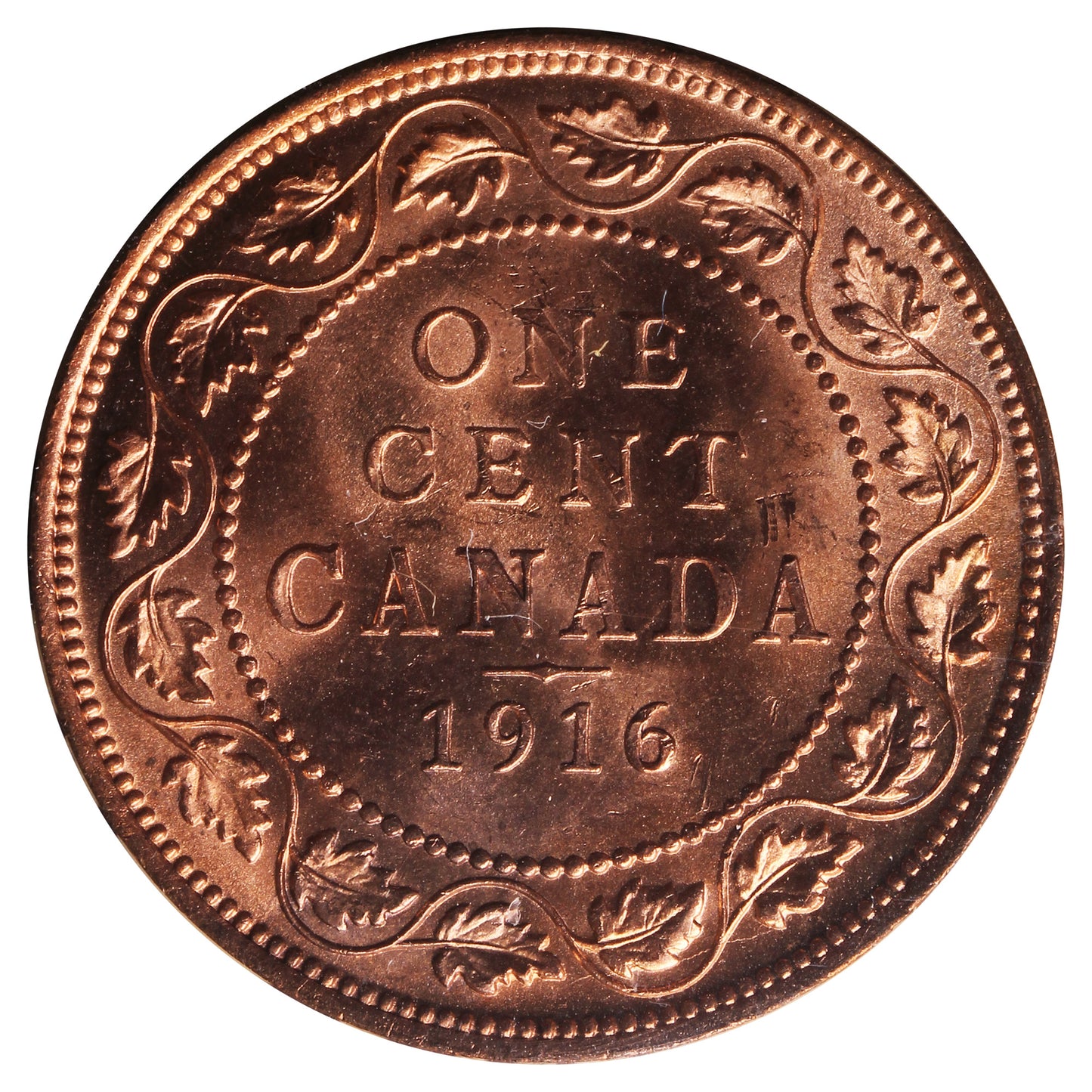 1916 Canada 1-cent ICCS Certified MS65 Red (XAM 237)
