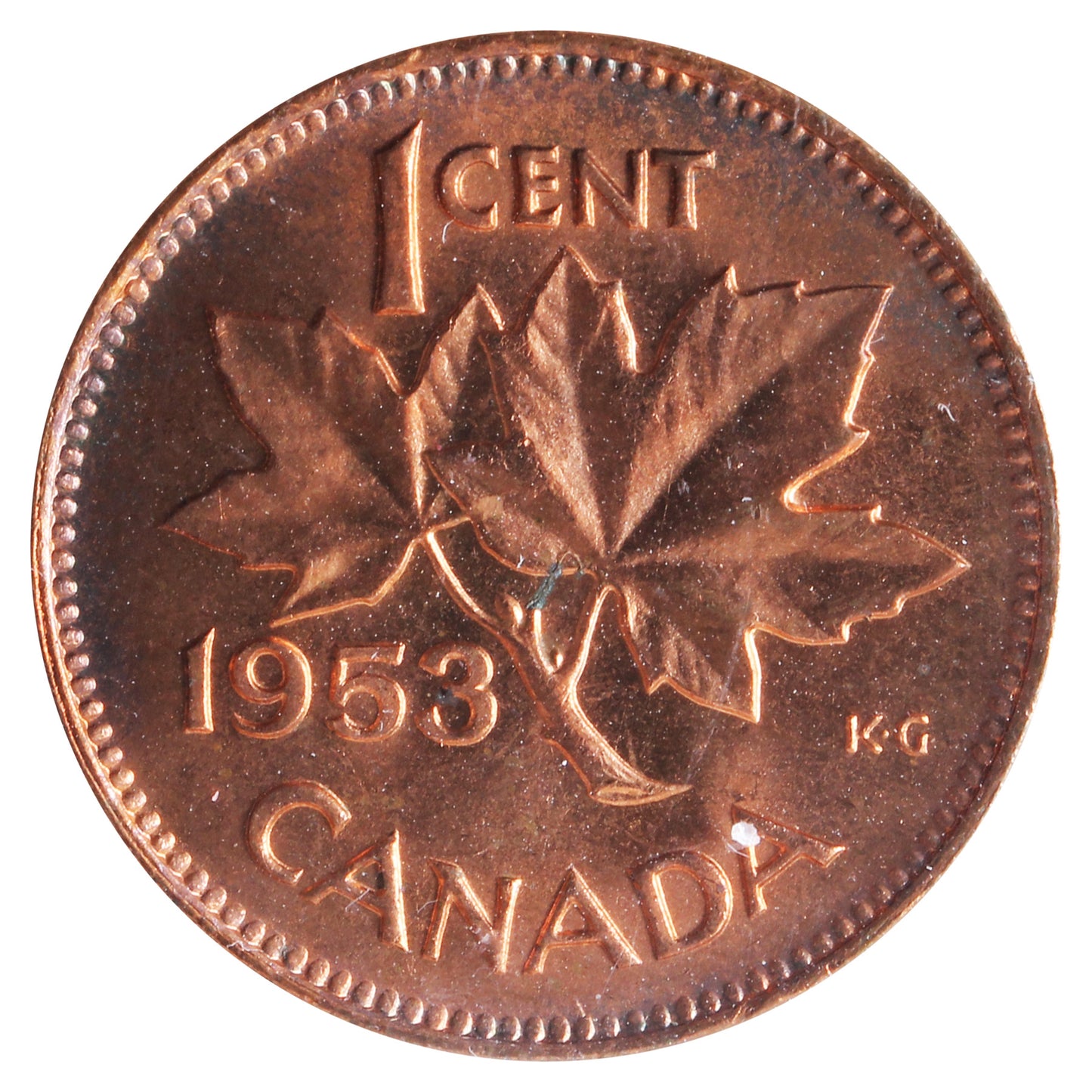 1953 NSF, Hanging 3 Canada 1-cent ICCS Certified MS64 Red