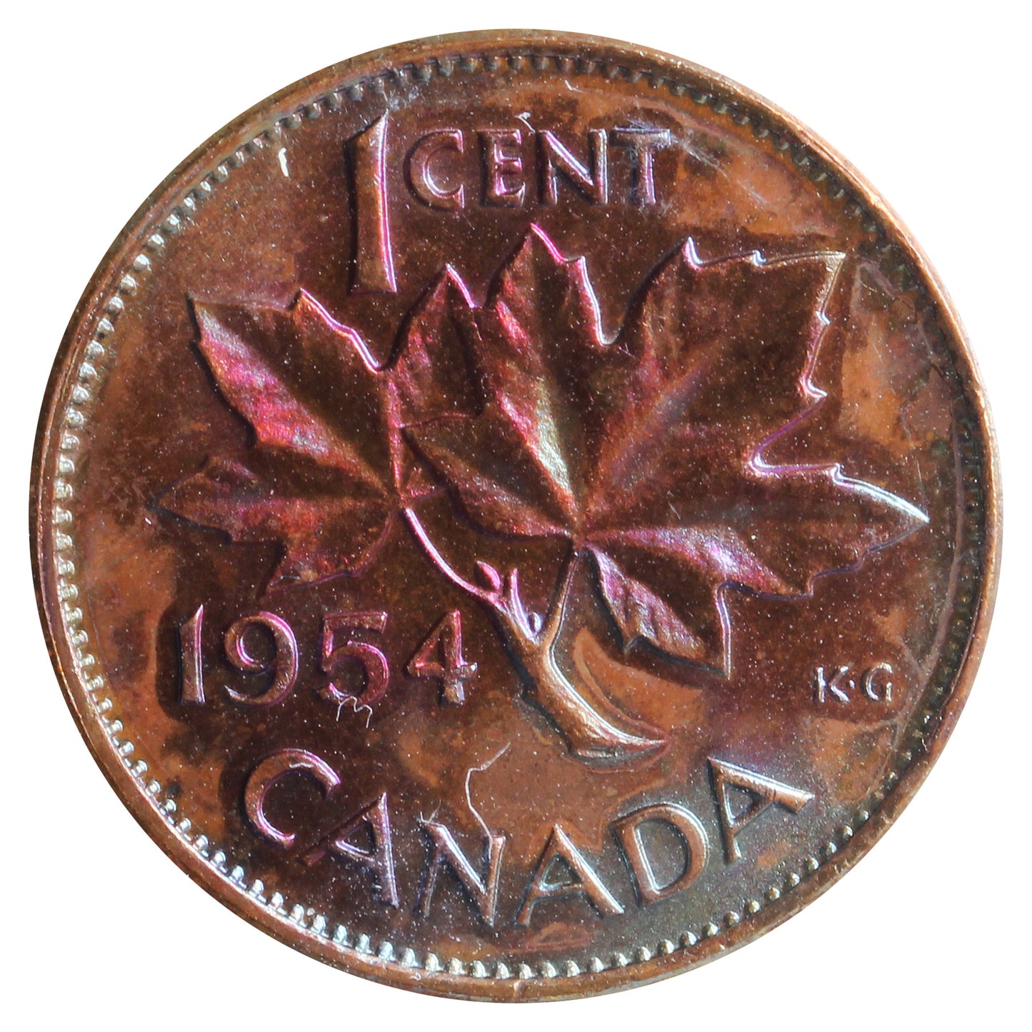 1954 SF, Hanging 4 Canada 1-cent ICCS Certified MS63 Lustrous Brown