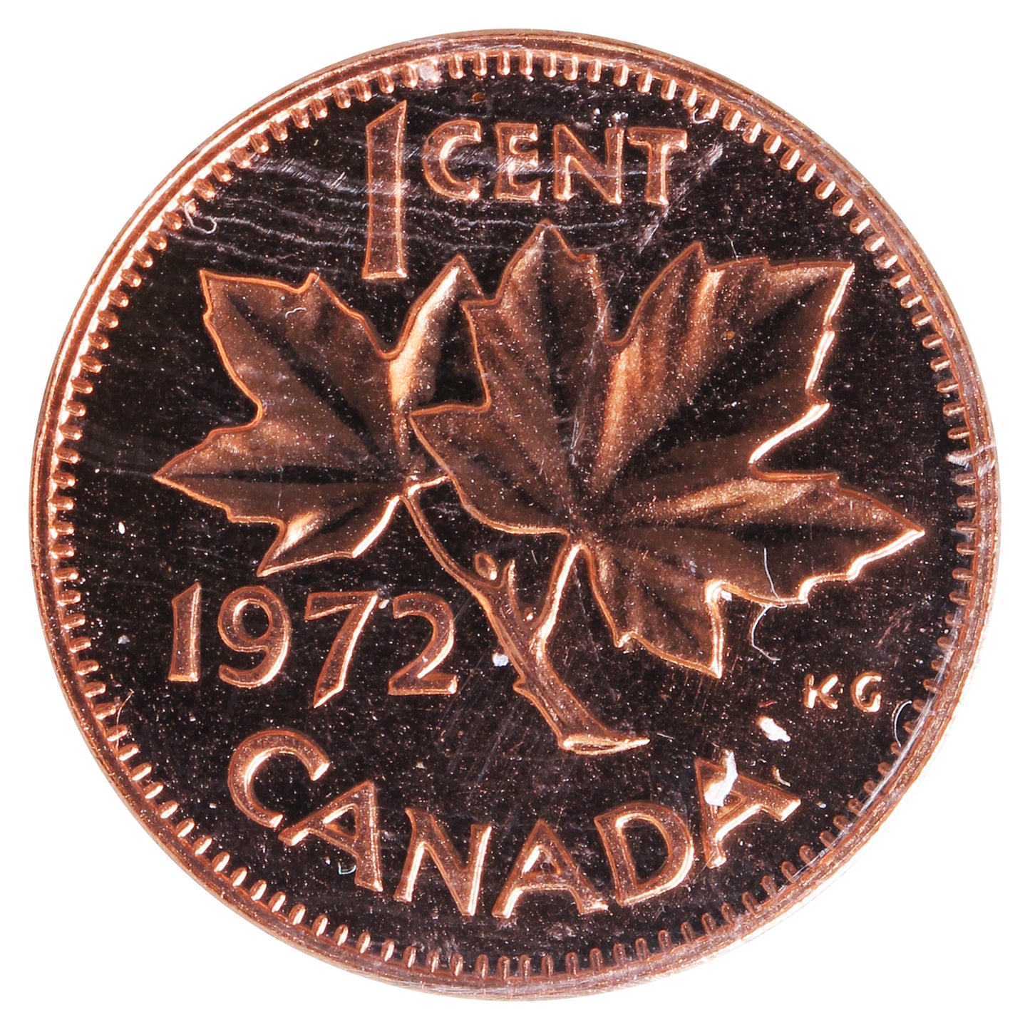 1972 Canada 1-cent ICCS Certified PL66 Red
