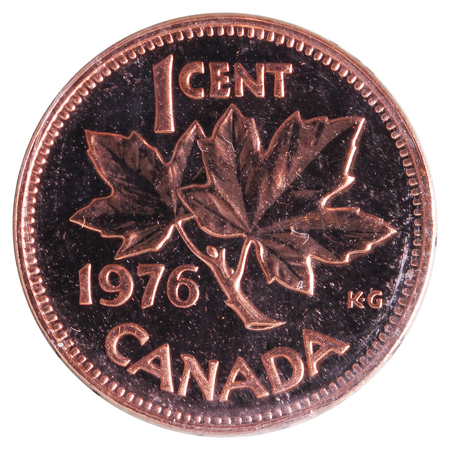 1976 Canada 1-cent ICCS Certified PL66 Red