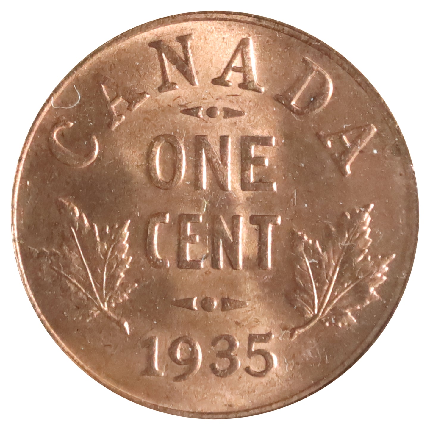 1935 Canada 1-cent ICCS Certified MS65 Red (XBR 556)