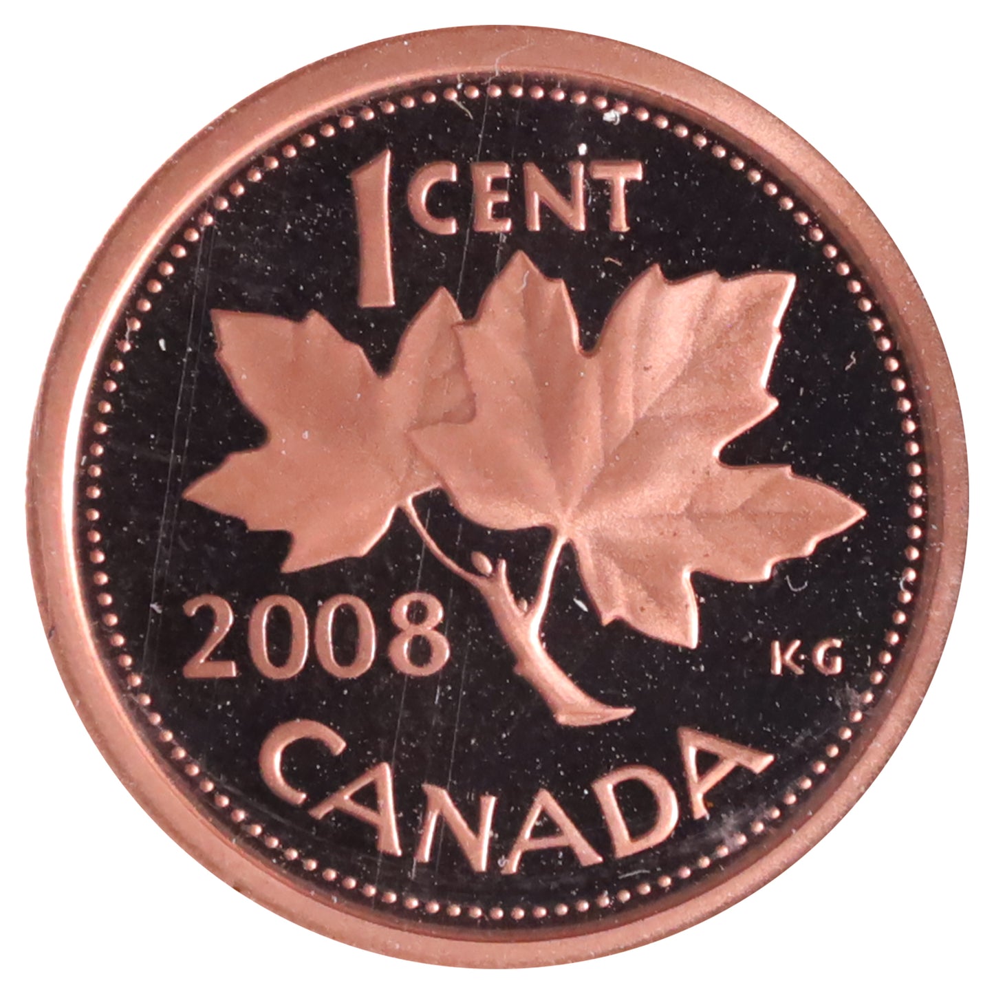 2008 Non-Magnetic Canada 1-cent ICCS Certified PF67 Red; UHC