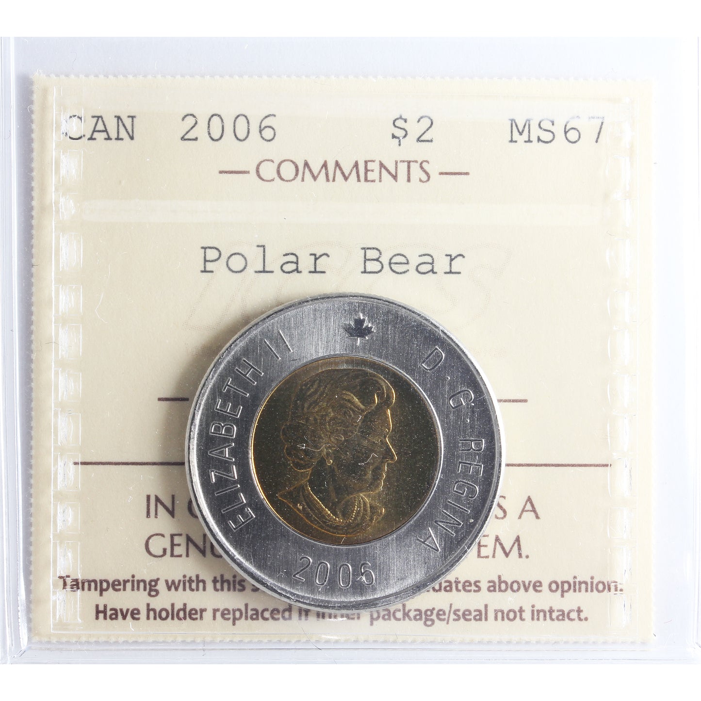 2006 Canada Two Dollar ICCS Certified MS-67