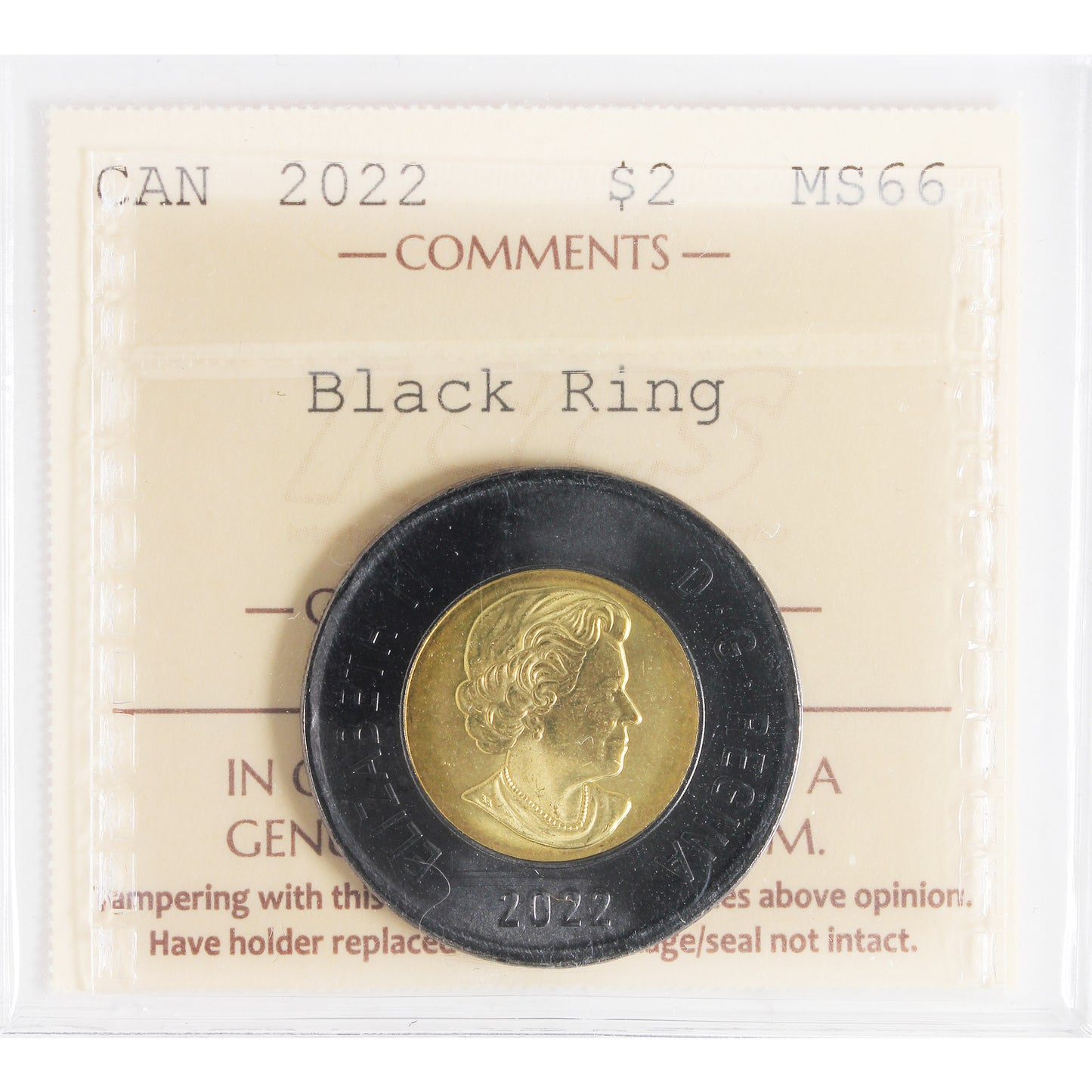 2022 Black Ring Canada Two Dollars ICCS Certified MS66