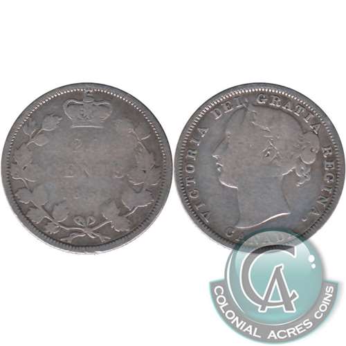 1858 Coinage Canada 20-cents Very Good (VG8) $