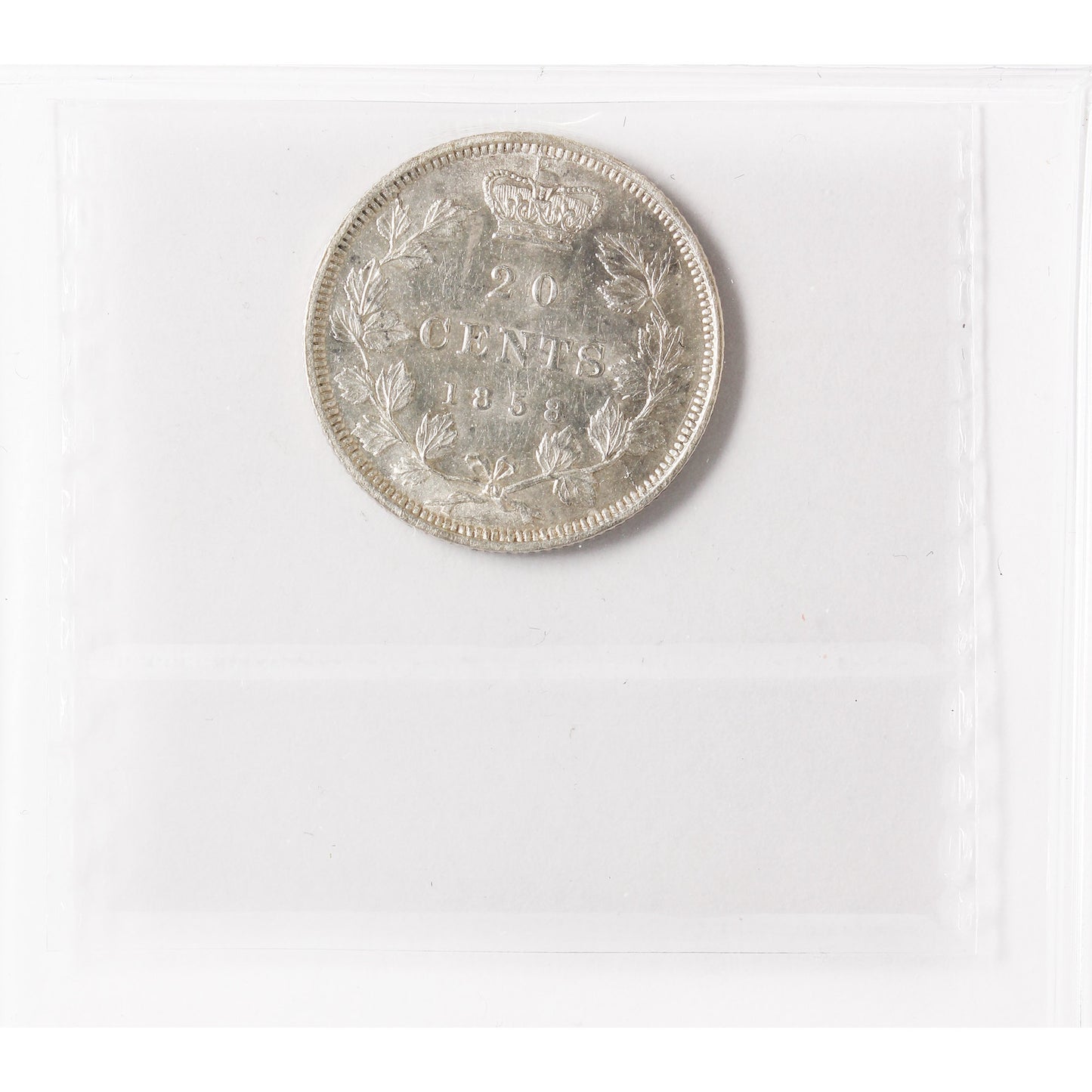 1858 Canada 20-cents ICCS Certified AU55