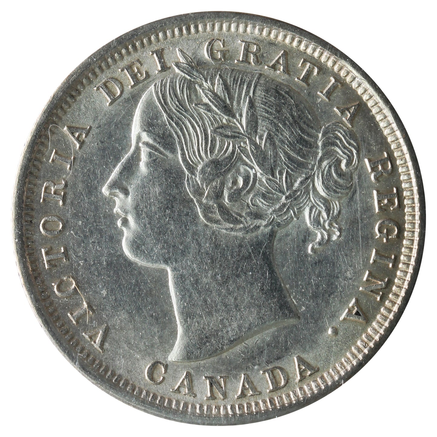 1858 Canada 20-cents ICCS Certified AU50