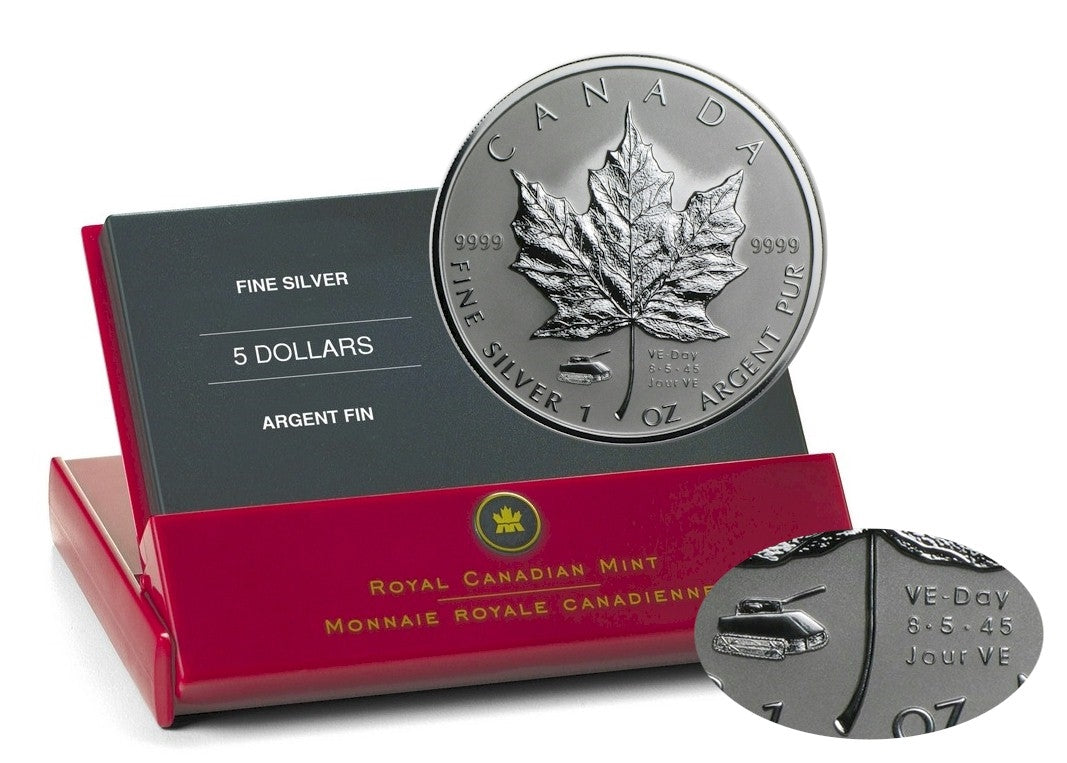 2005 Canada VE-Day Privy $5 Silver Maple Leaf (TAX Exempt)