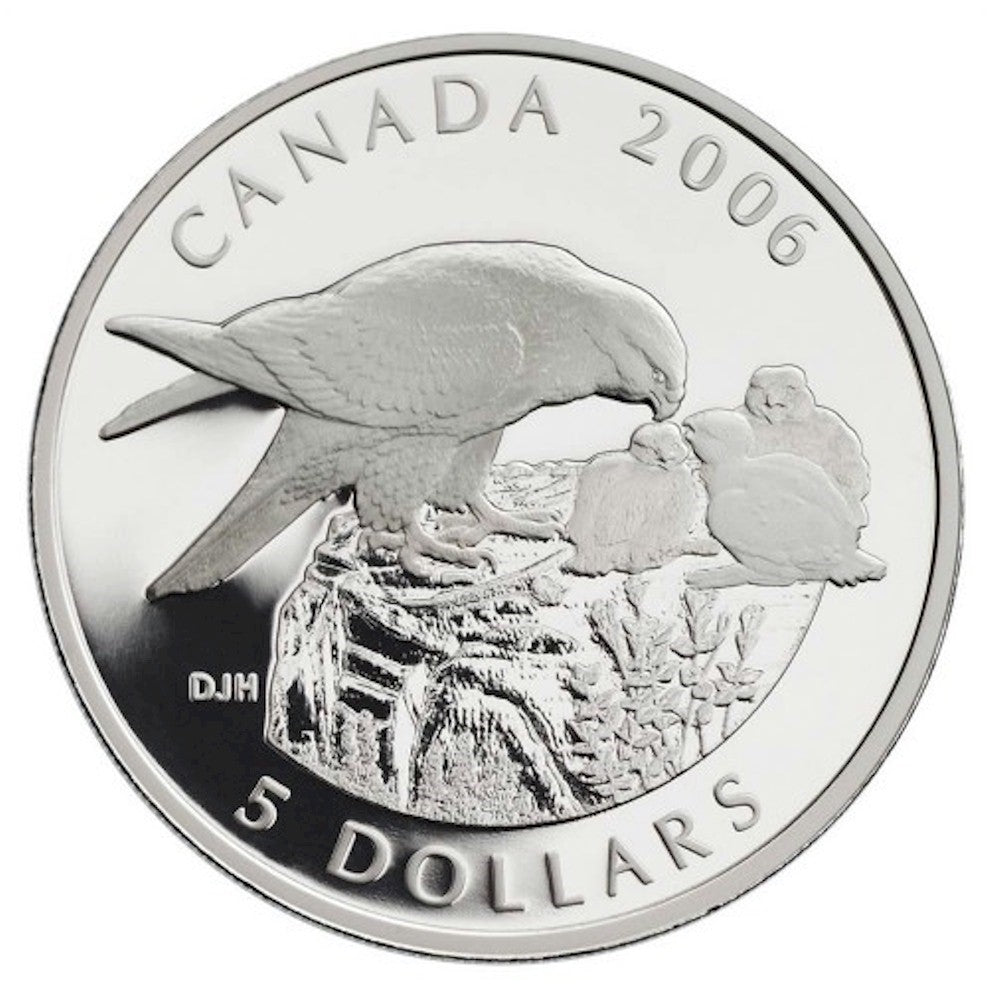 2006 Canada $5 Peregrine Falcon & Nestlings Coin & Stamp Set (No Tax)