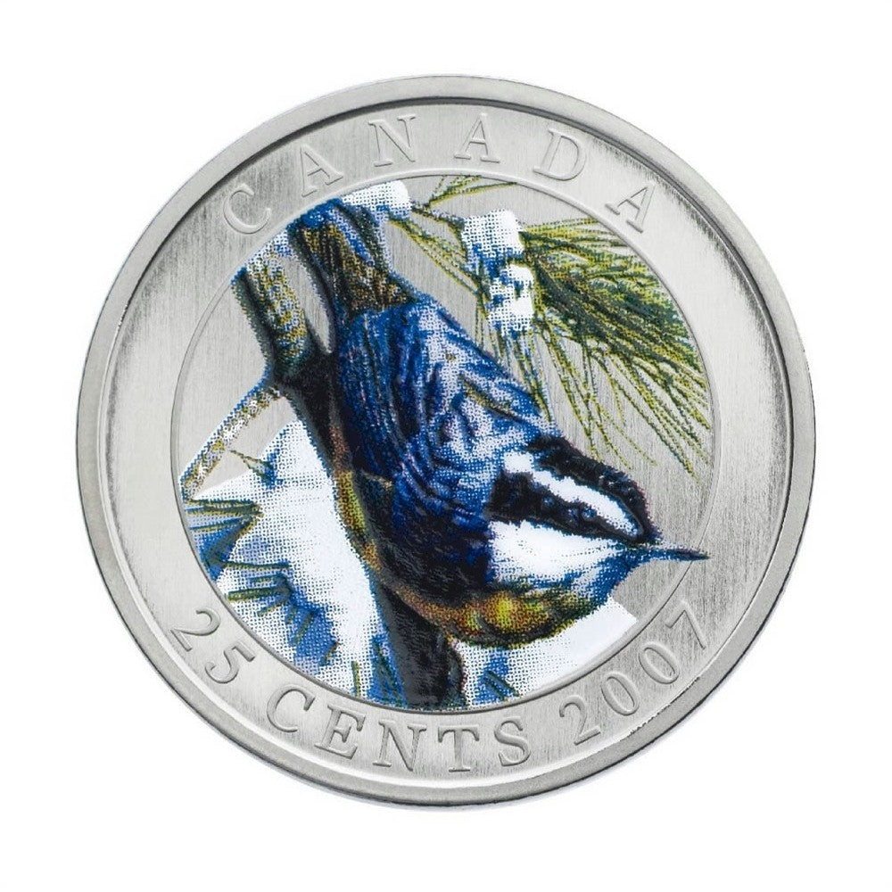 2007 25-cent Birds of Canada - Red-Breasted Nuthatch