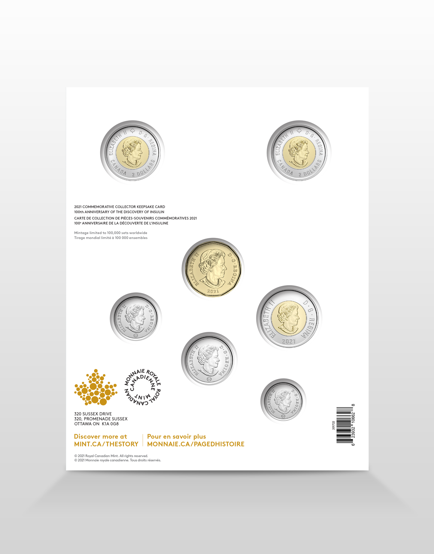 2021 Canada 100th Anniversary of the Discovery of Insulin Collector Keepsake Card