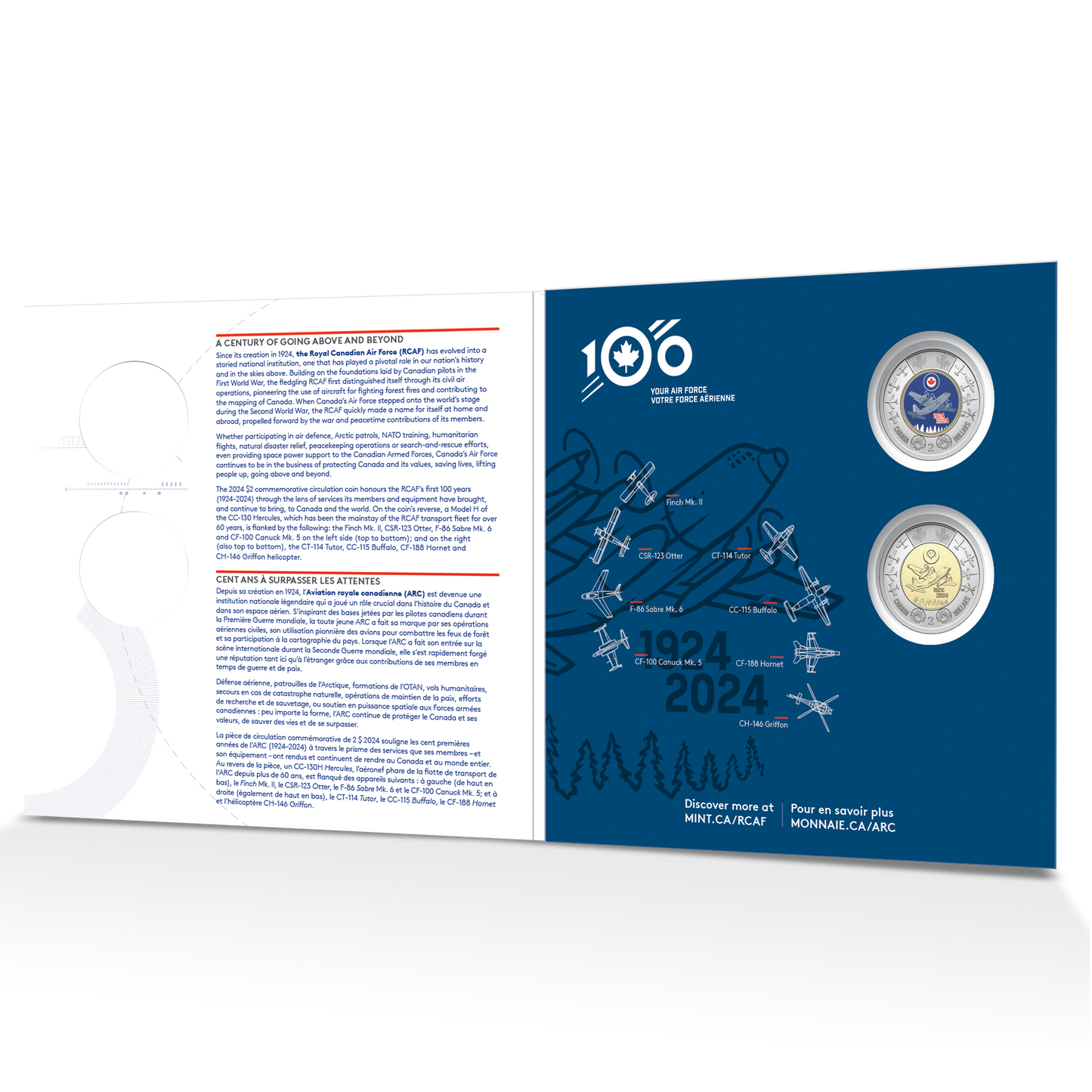 2024 Canada $2 100th Anniversary of the Royal Canadian Air Force Commemorative Collector Keepsake Card