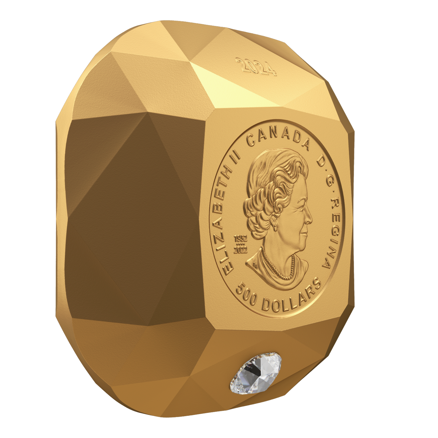 2024 Canada $500 De Beers Ideal Cushion Diamond Pure Gold Diamond Shaped (No Tax)