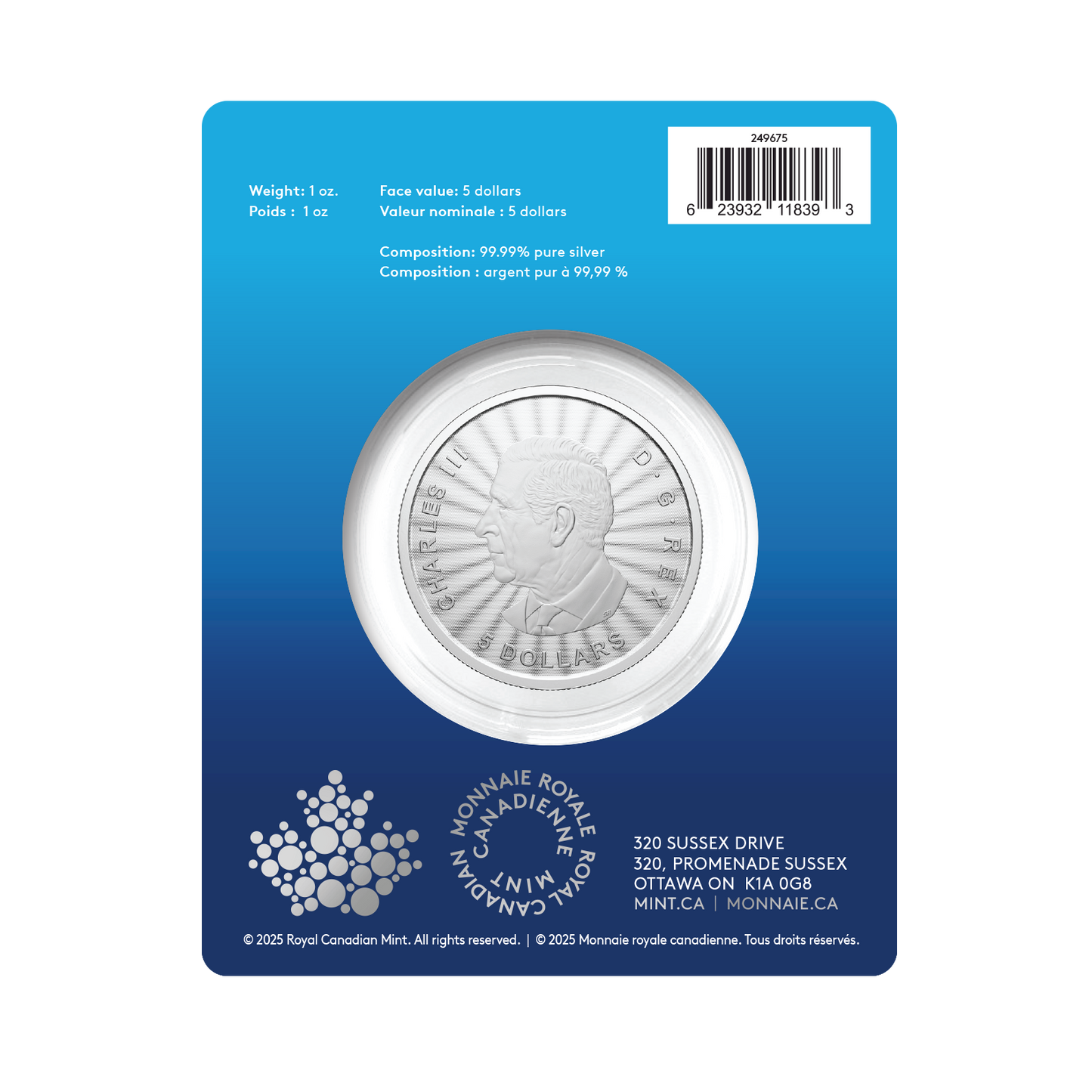 2025 Canada $5 The Majestic Polar Bear Premium Bullion Pure Silver (No Tax)