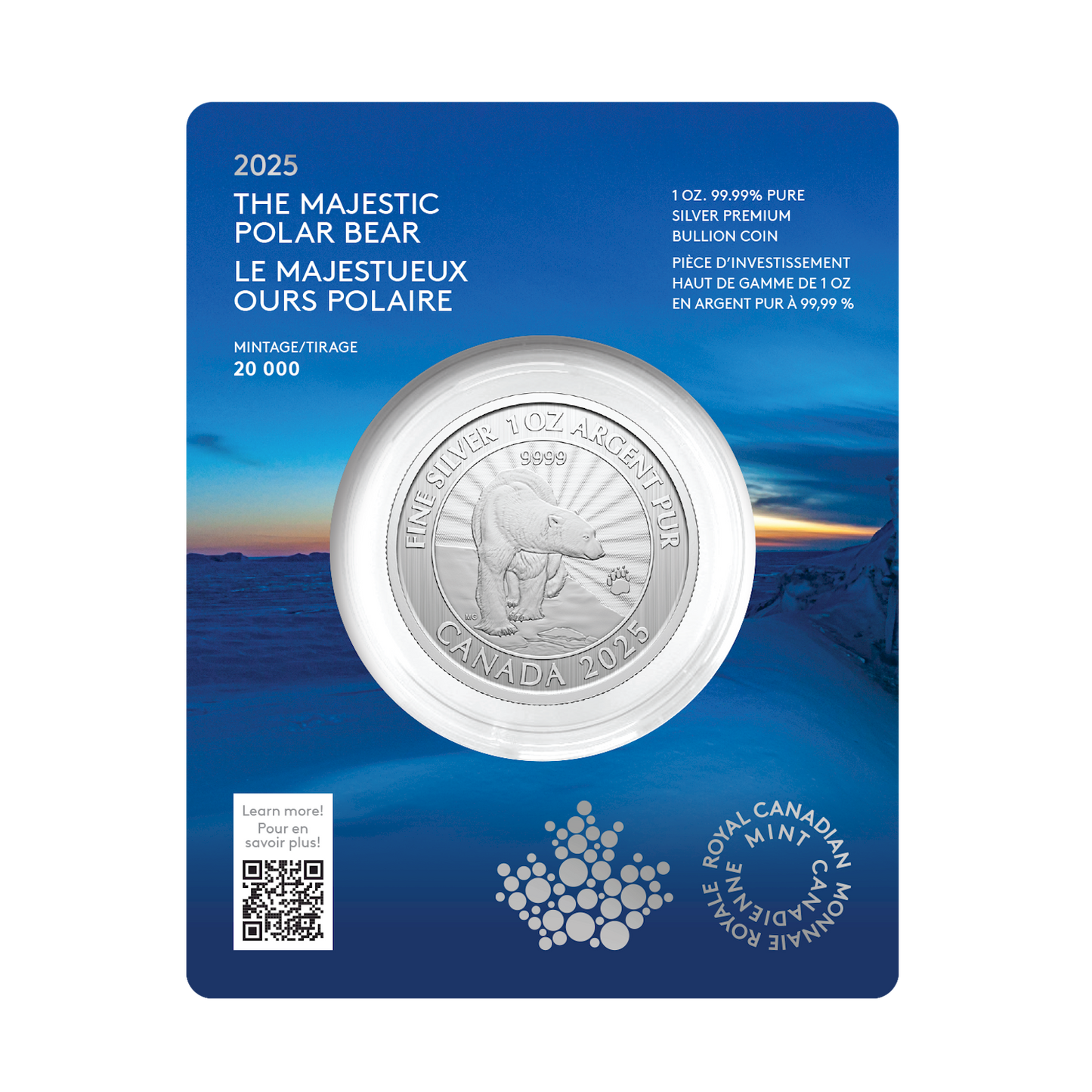 2025 Canada $5 The Majestic Polar Bear Premium Bullion Pure Silver (No Tax)
