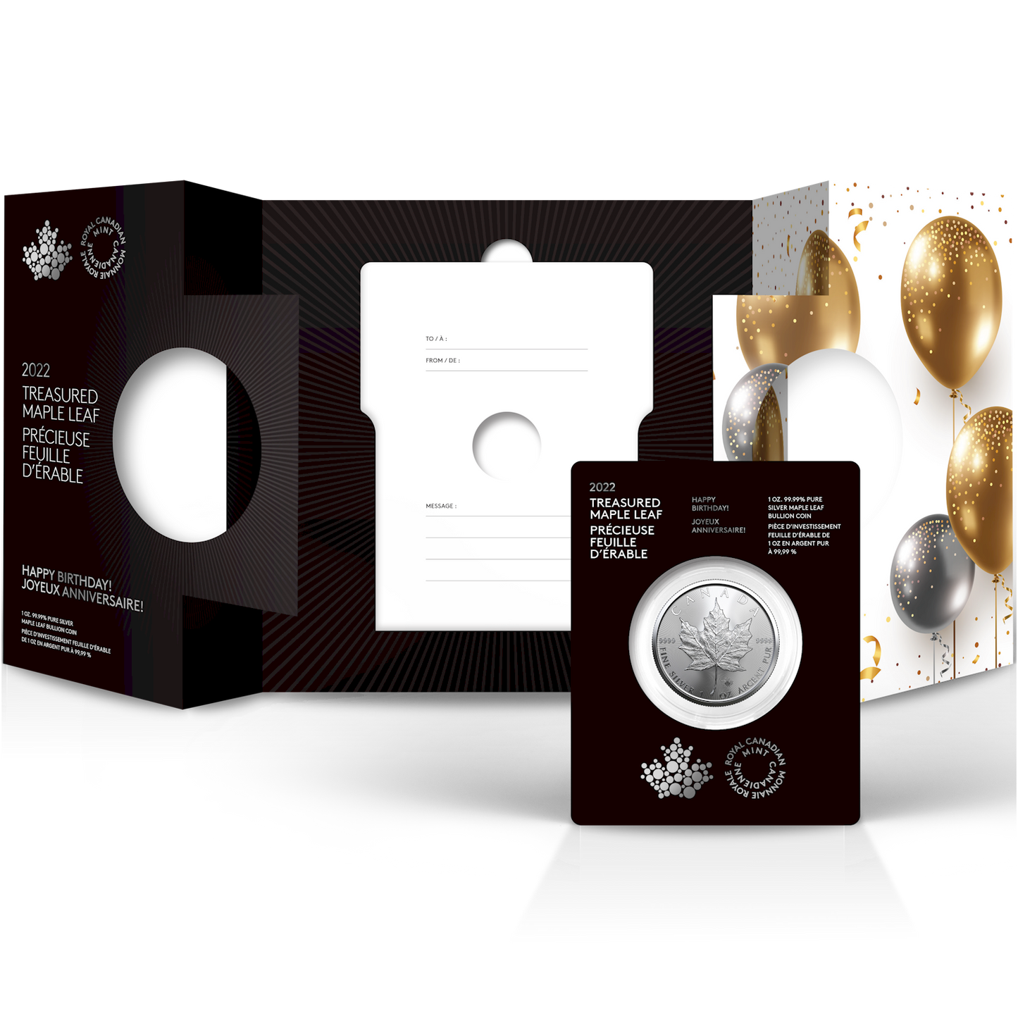 2022 Canada $5 Happy Birthday Treasured Silver Maple Leaf 1oz. .999 Fine Silver (No Tax)