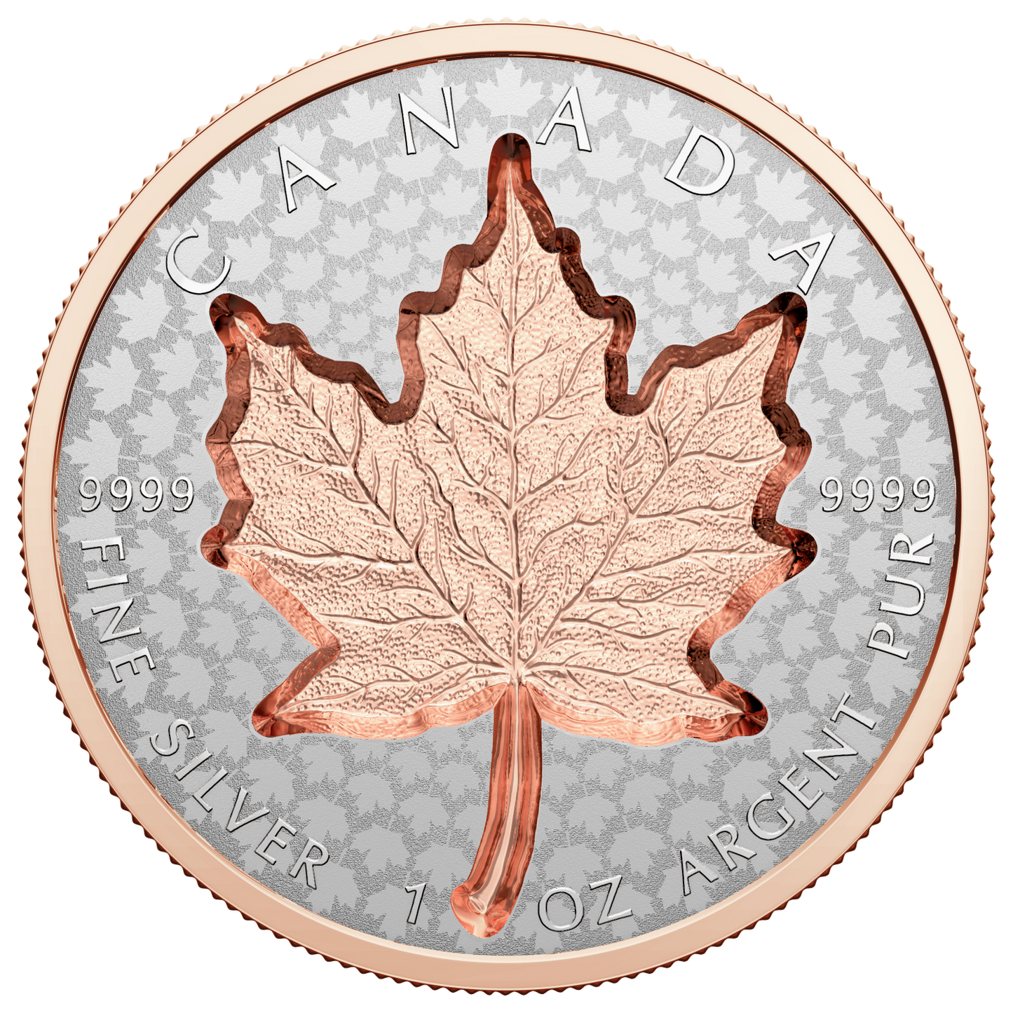 2022 Canada $20 Super Incuse 1oz. Rose Gold Plated Silver Maple Leaf (No Tax)