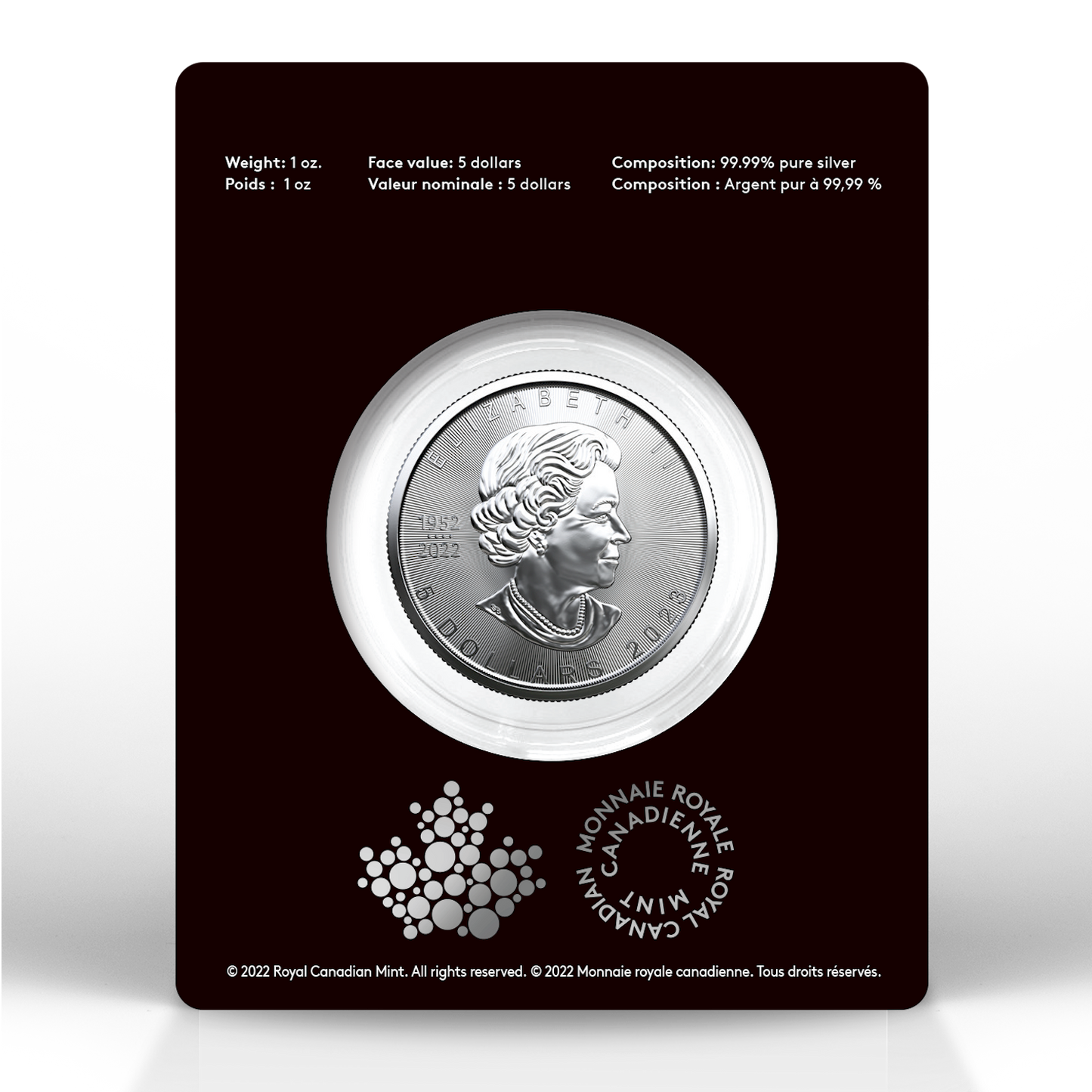 2023 Canada $5 Treasured Silver Maple Leaf (Generic) 1oz. 99.99% Pure Silver (No Tax)