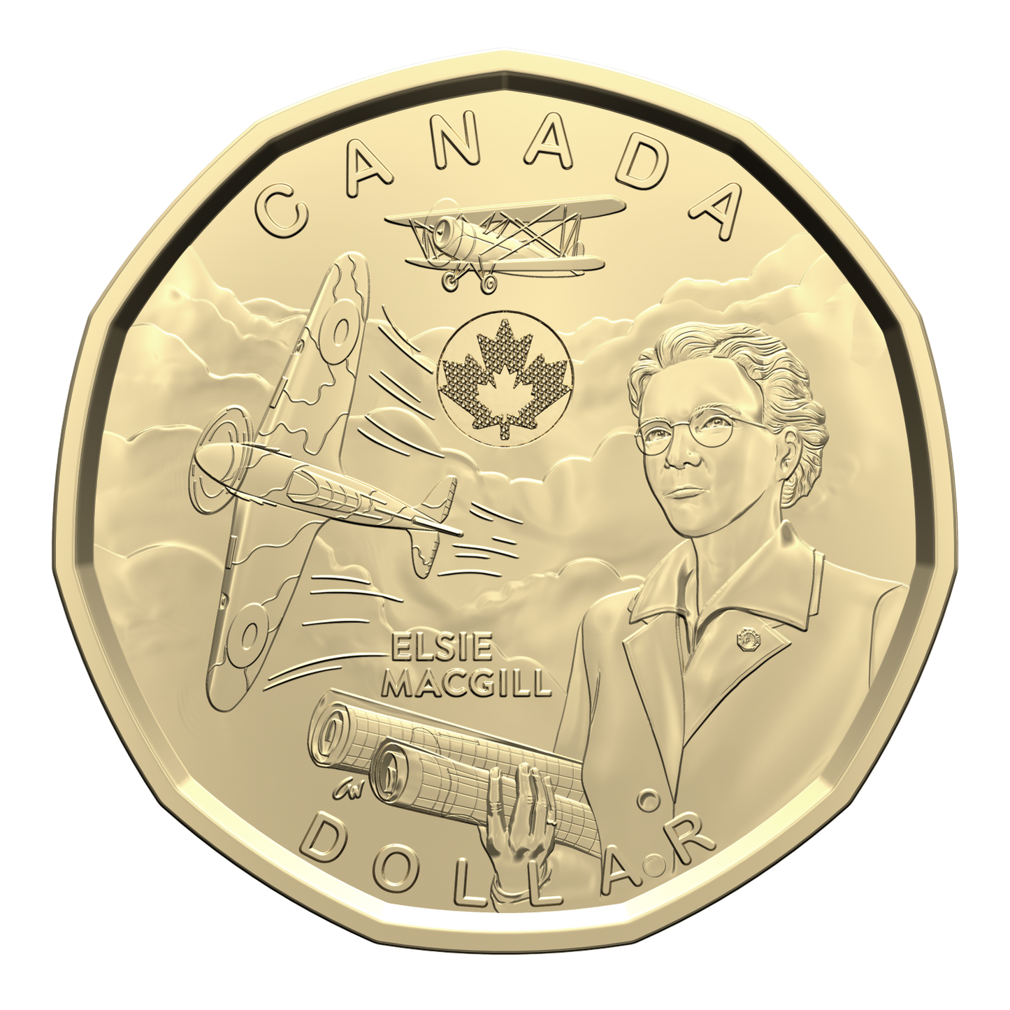 2023 Canada $1 Uncoloured Honouring Elsie MacGill Brilliant Uncirculated (MS-63)