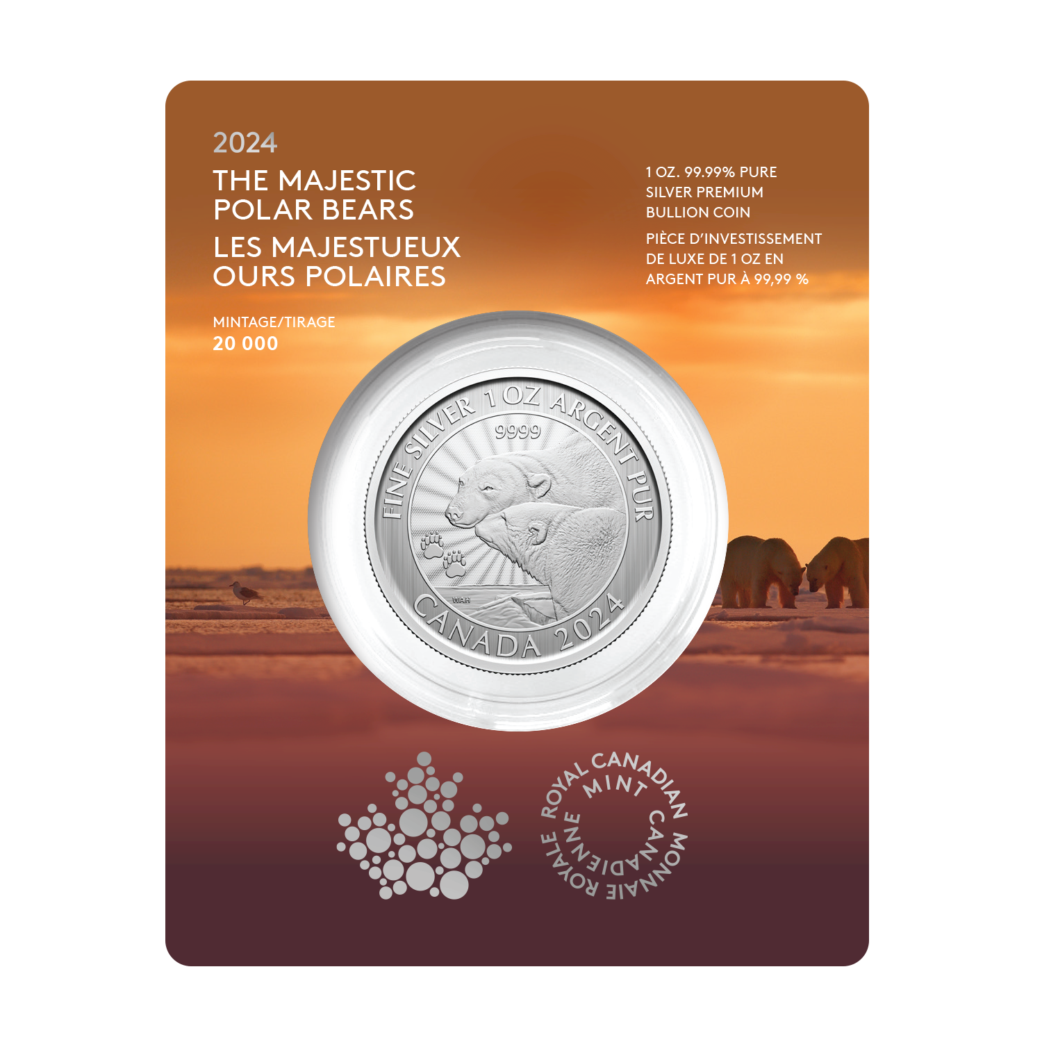 2024 Canada $5 The Majestic Polar Bears Premium Bullion Fine 2024 Canada $5 The Majestic Polar Bears Premium Bullion Fine