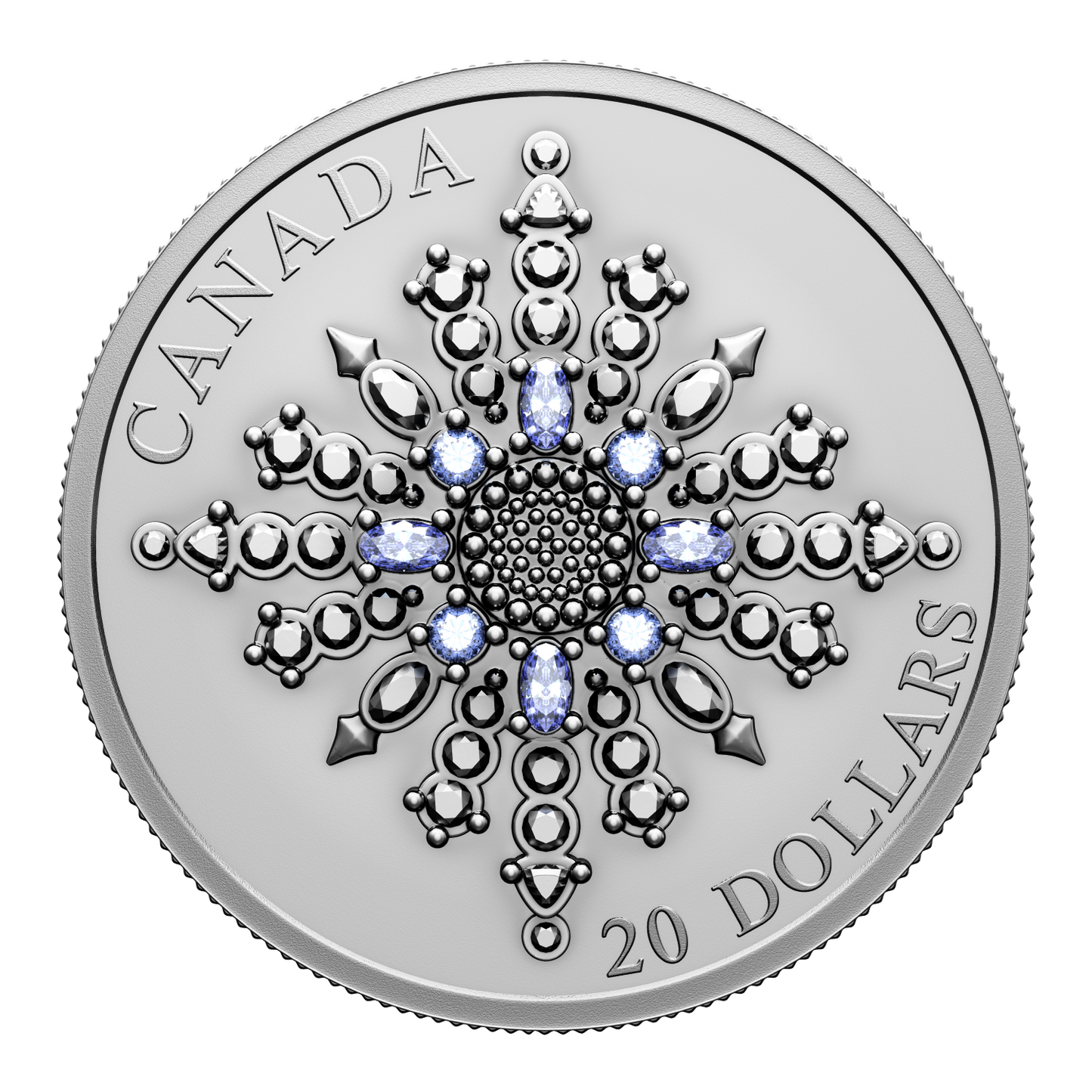 RDC 2024 Canada $20 Sapphire Jubilee Snowflake Brooch Fine Silver Coin (scratched sleeve)