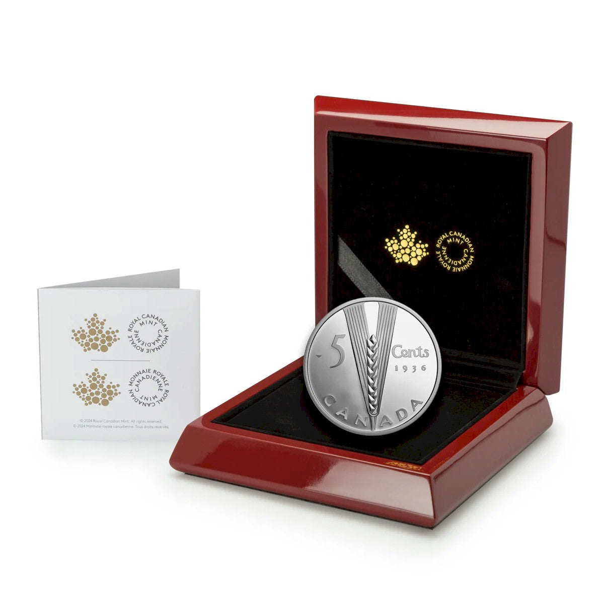 2024 Canada 5-cents Lost Designs from the Archives: Emanuel Hahn's Wheat 2oz Fine Silver (No Tax) rip in cardboard