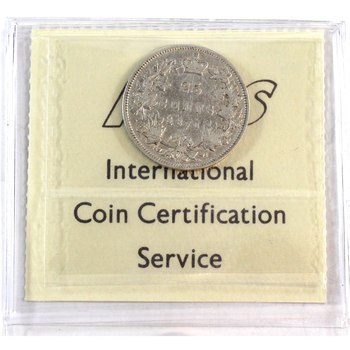 1871H Obv. 2 Canada 25-cents ICCS Certified VG10