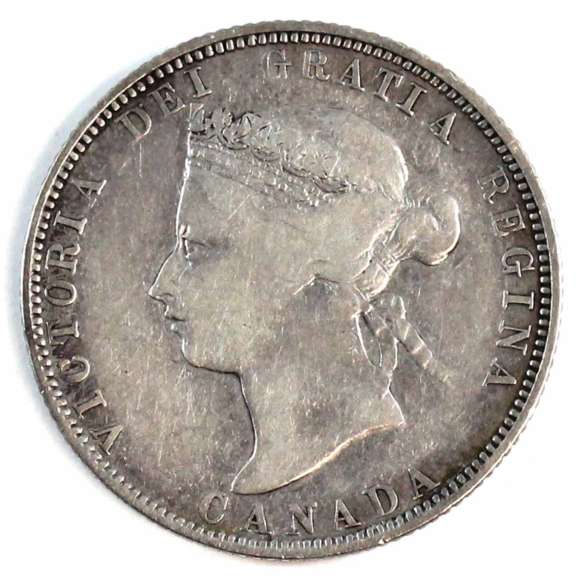 1885 Curved Top 5 Canada 25-cents F-VF (F-15) $