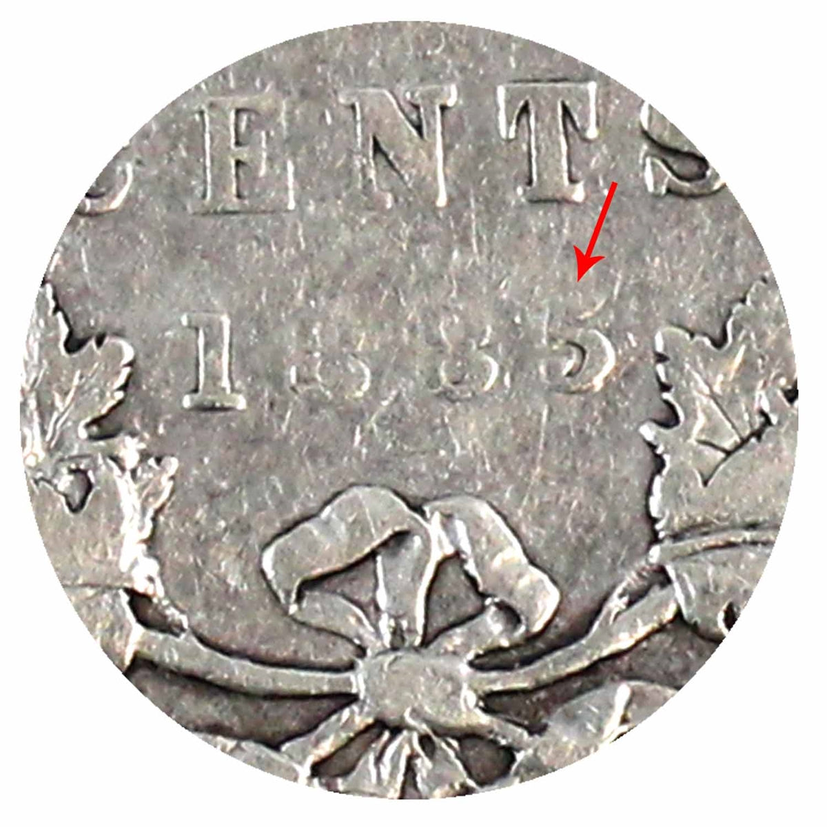 1885 Curved Top 5 Canada 25-cents F-VF (F-15) $
