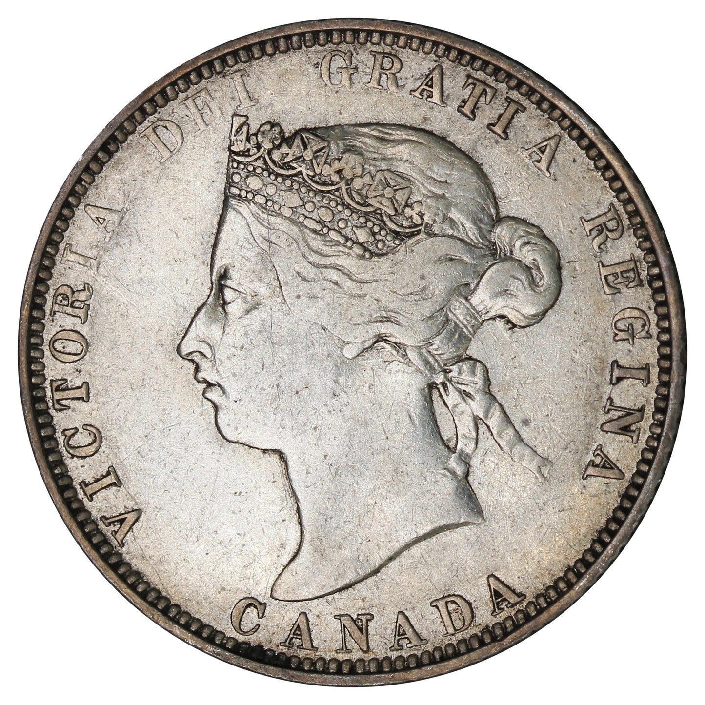 1885 Curved Top 5 Canada 25-cents Very Fine (VF-20) $