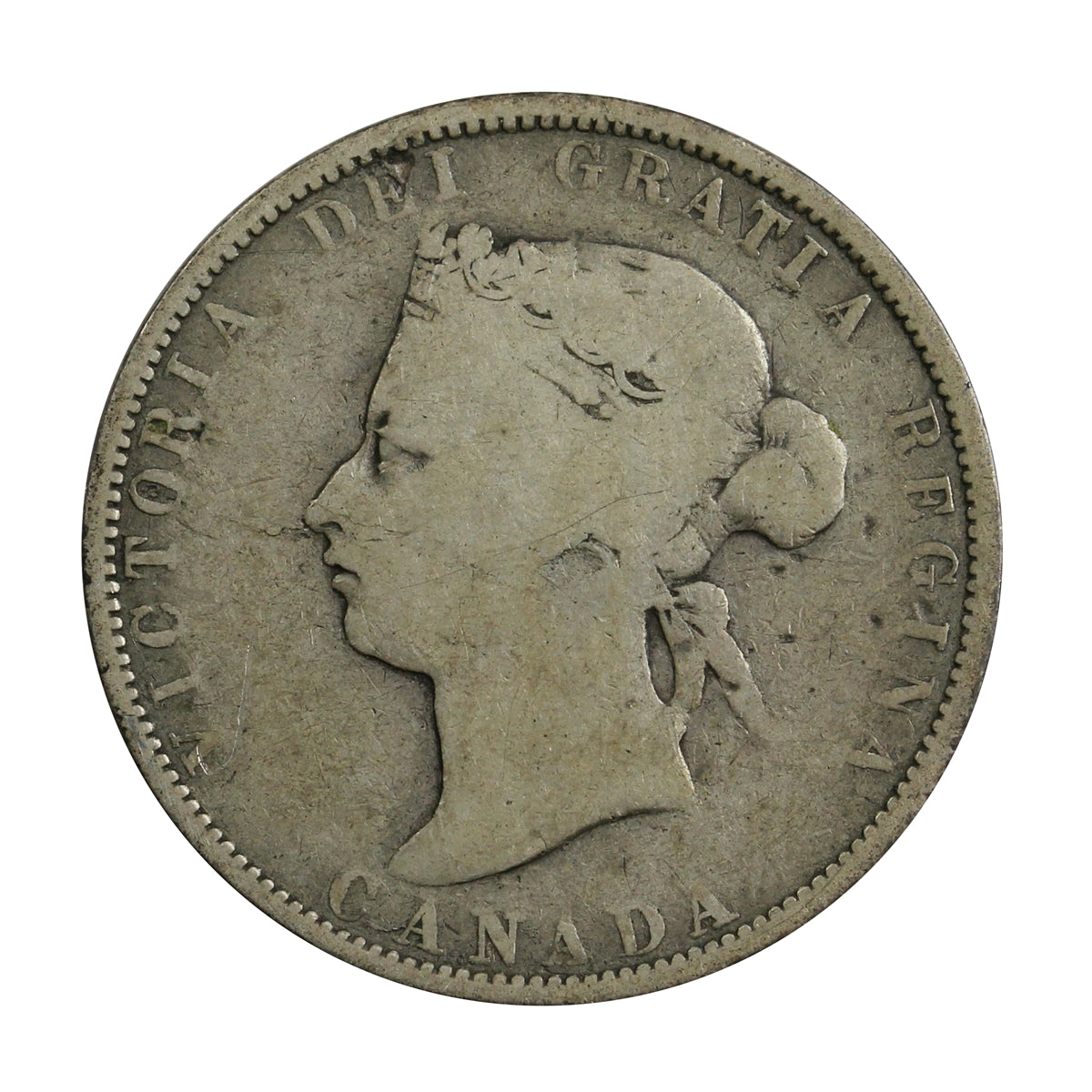 1885 Curved Top 5 Canada 25-cents Very Good (VG8) $