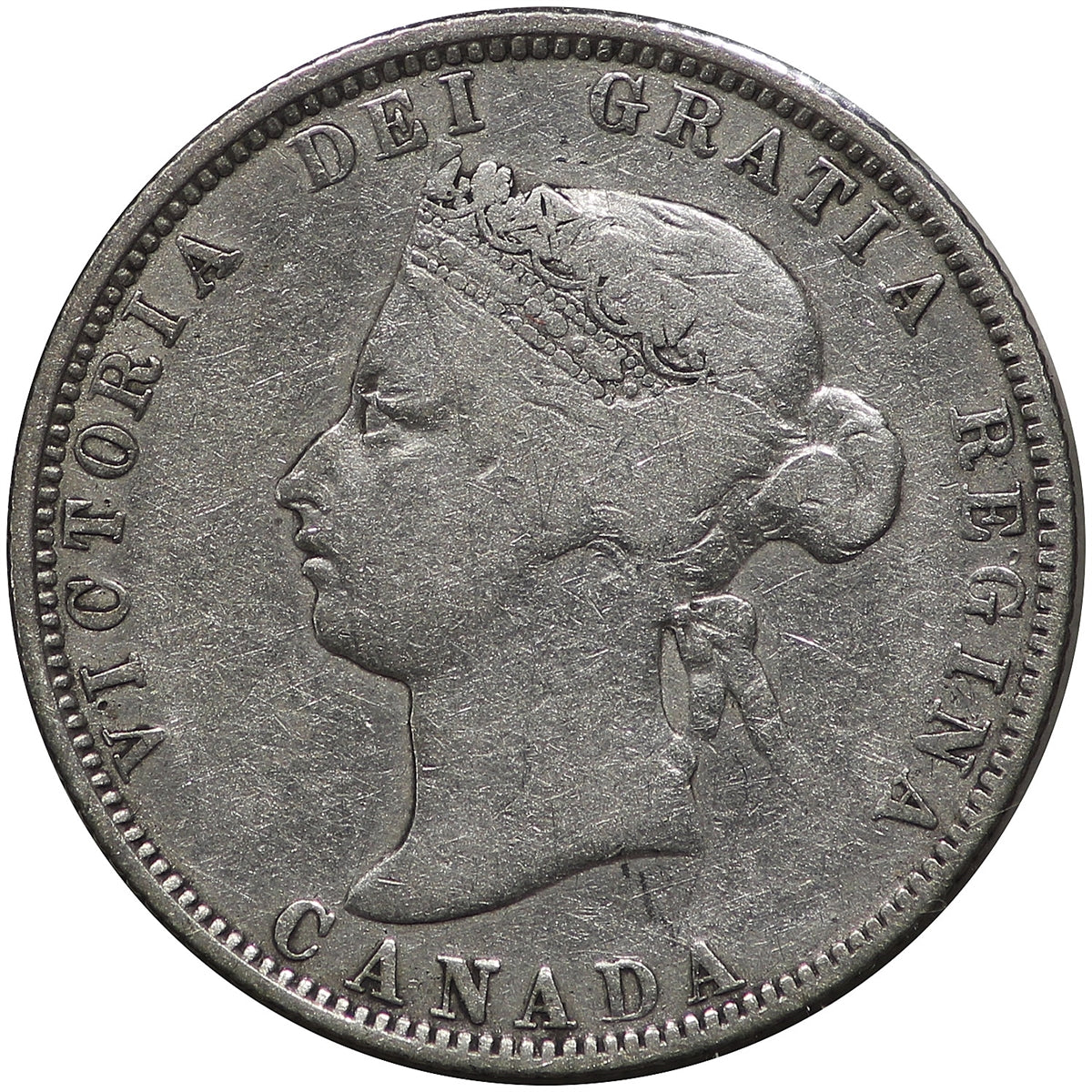 1885 Curved Top 5 Canada 25-cents VG-F (VG10) $