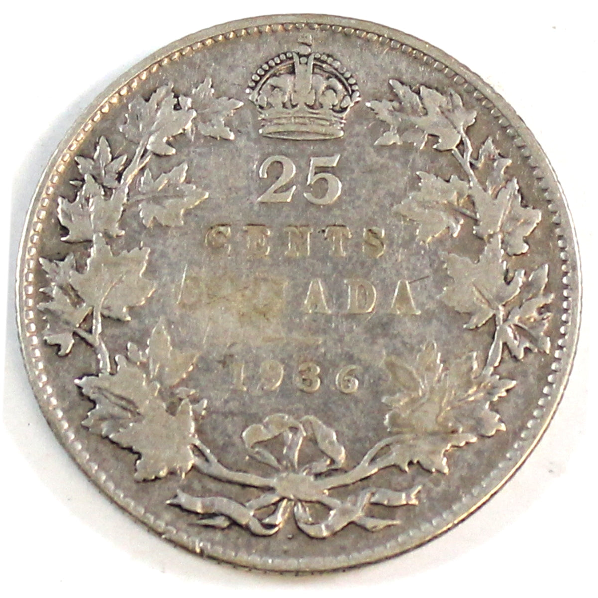 1936 Dot Canada 25-cents VG-F (VG10) $