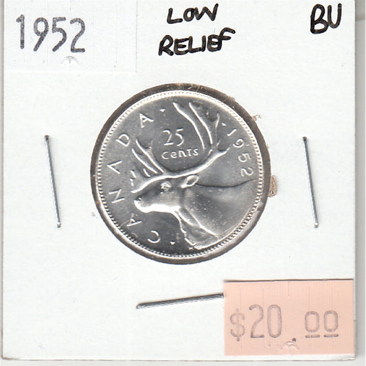 1952 Low Relief Canada 25-cents Brilliant Uncirculated (MS63)