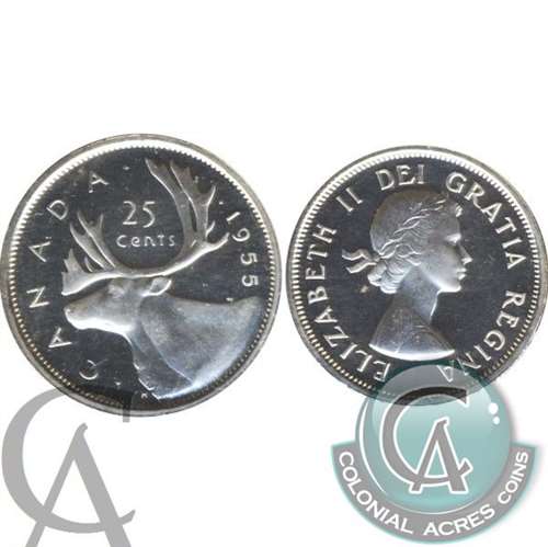 1955 Canada 25-cents Proof Like Heavy Cameo $