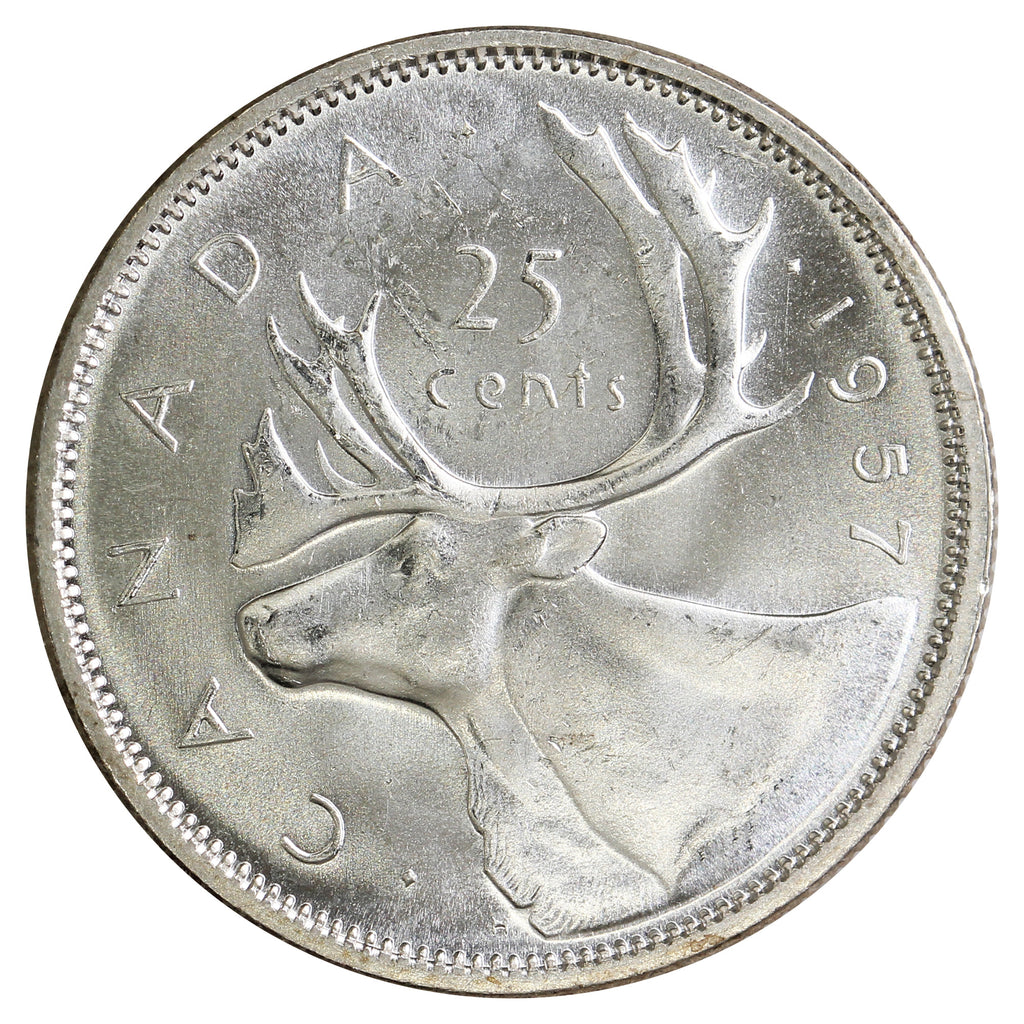 1957 Canada 25-cents Choice Brilliant Uncirculated (MS64)