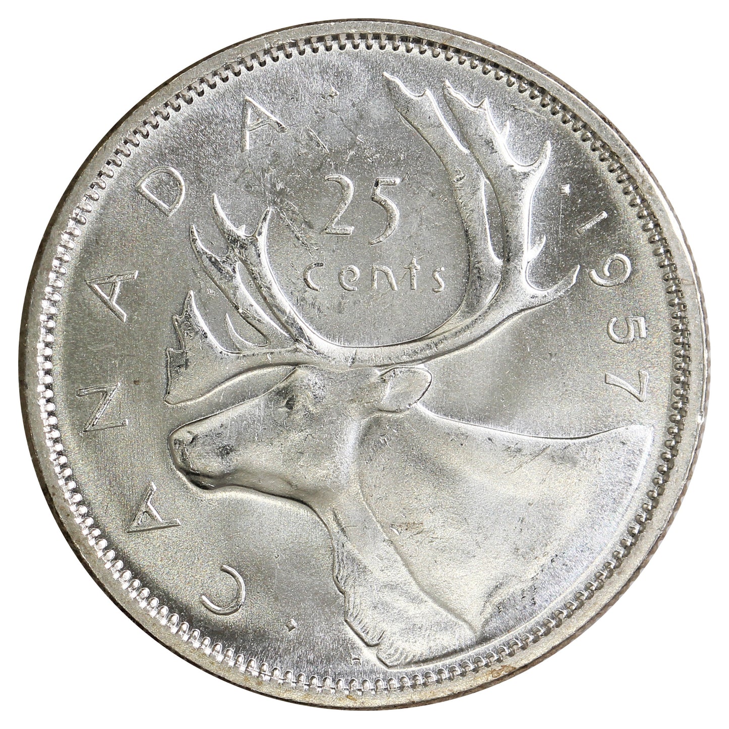 1957 Canada 25-cents Choice Brilliant Uncirculated (MS64)