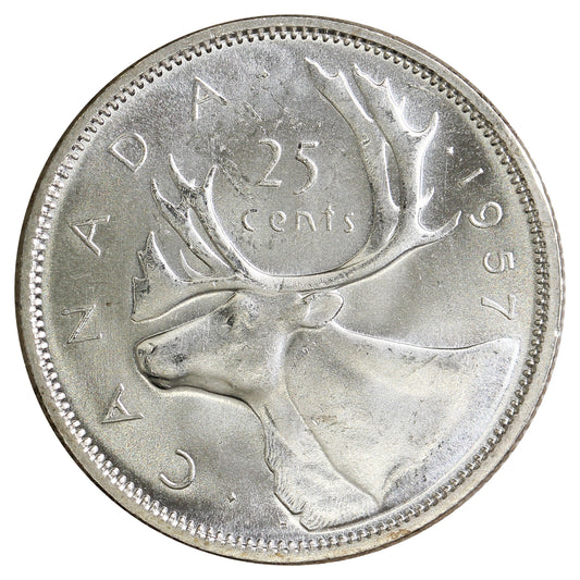 1957 Canada 25-cents Choice Brilliant Uncirculated (MS64)