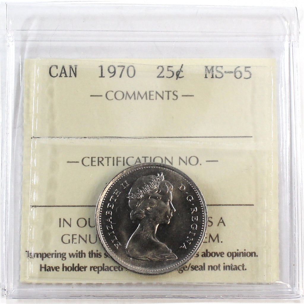 1970 Canada 25-cents ICCS Certified MS65