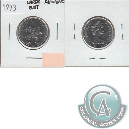 1973 Large Bust Canada 25-cents AU-UNC (AU55) $