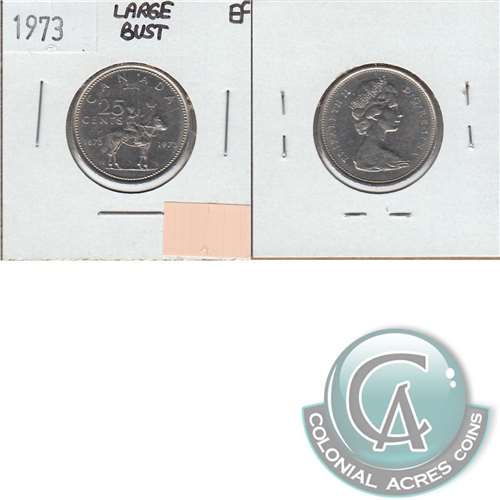 1973 Large Bust Canada 25-cents Extra Fine (EF40) $