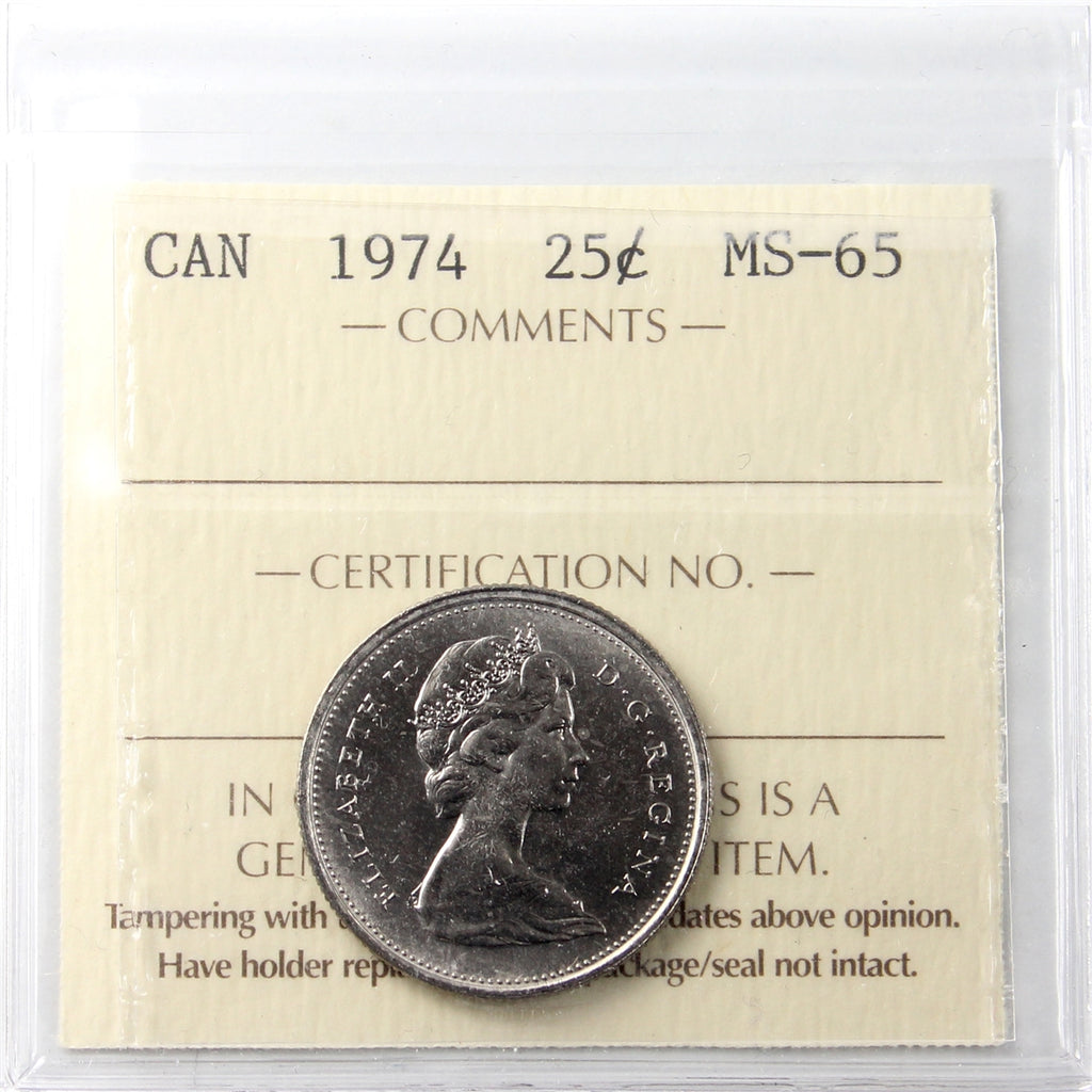 1974 Canada 25-cents ICCS Certified MS65