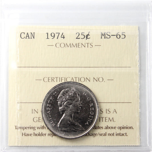 1974 Canada 25-cents ICCS Certified MS65