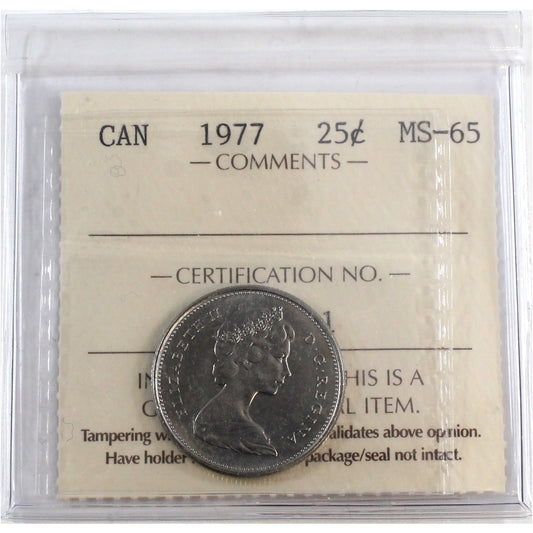 1977 Canada 25-cents ICCS Certified MS65