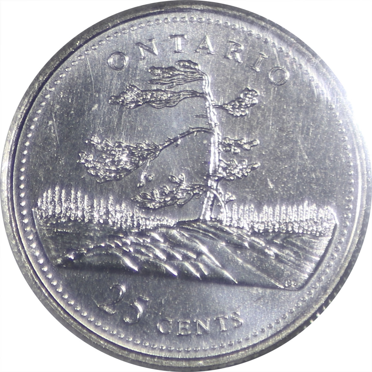 1992 Ontario Canada 25-cents ICCS Certified MS64