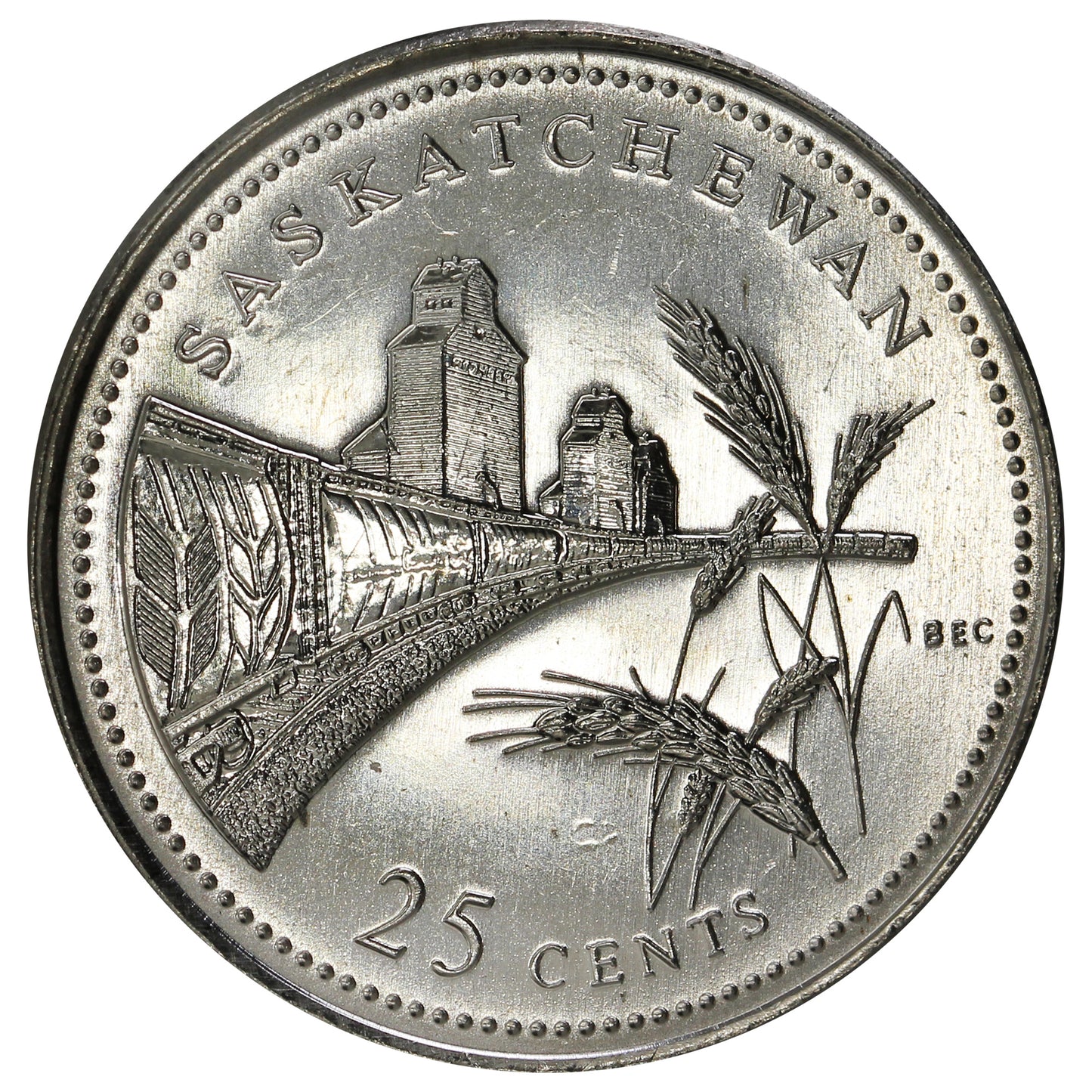1992 Saskatchewan Canada 25-cents Brilliant Uncirculated (MS-63)