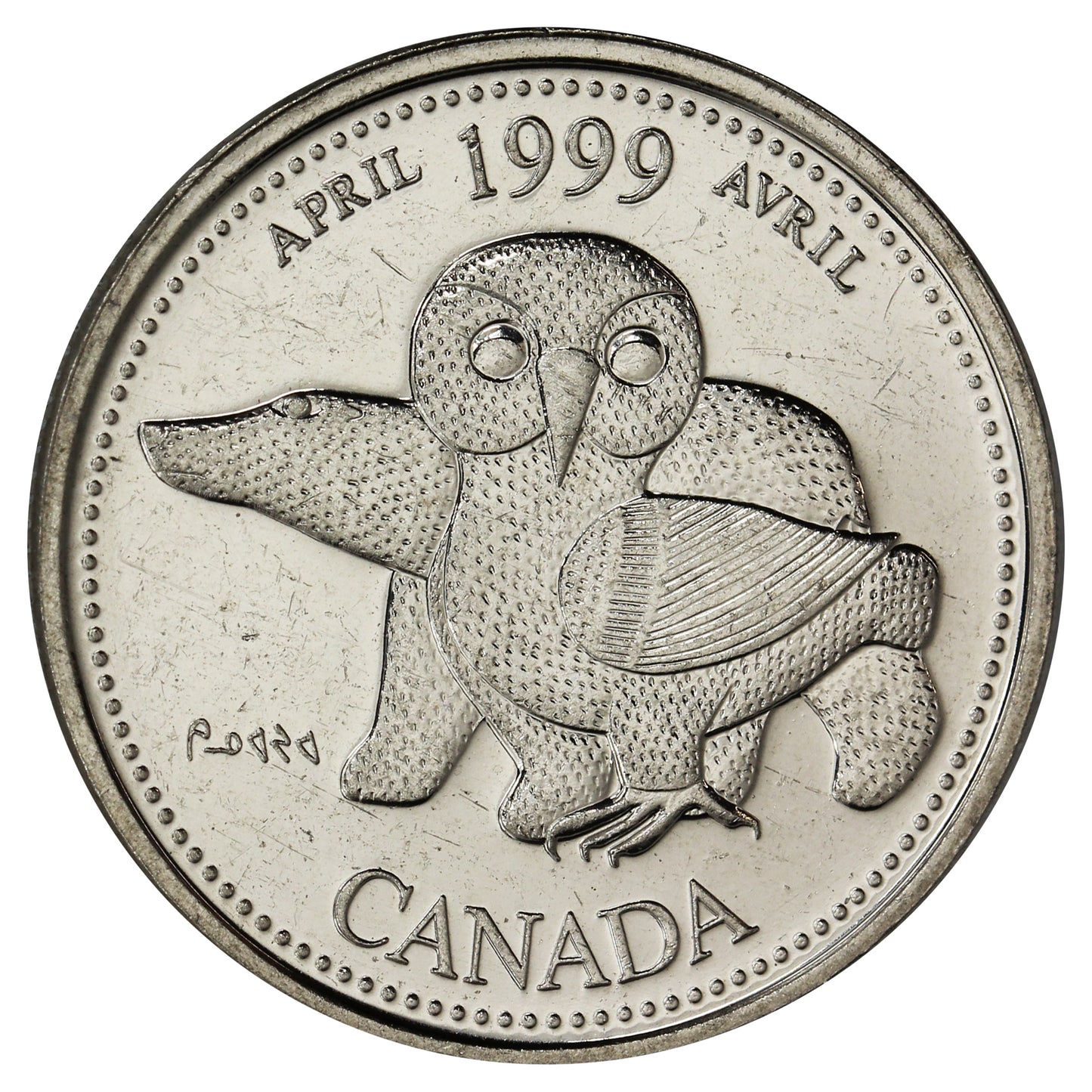 1999 April Canada 25-cents Brilliant Uncirculated (MS-63)