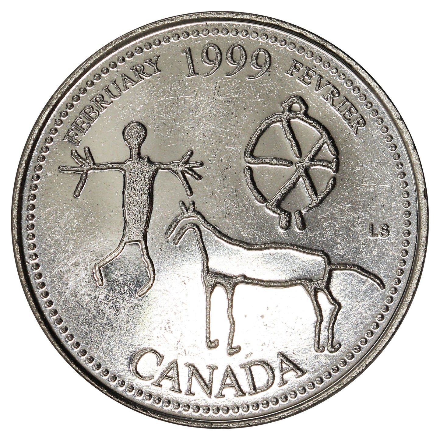 1999 February Canada 25-cents Brilliant Uncirculated (MS63)
