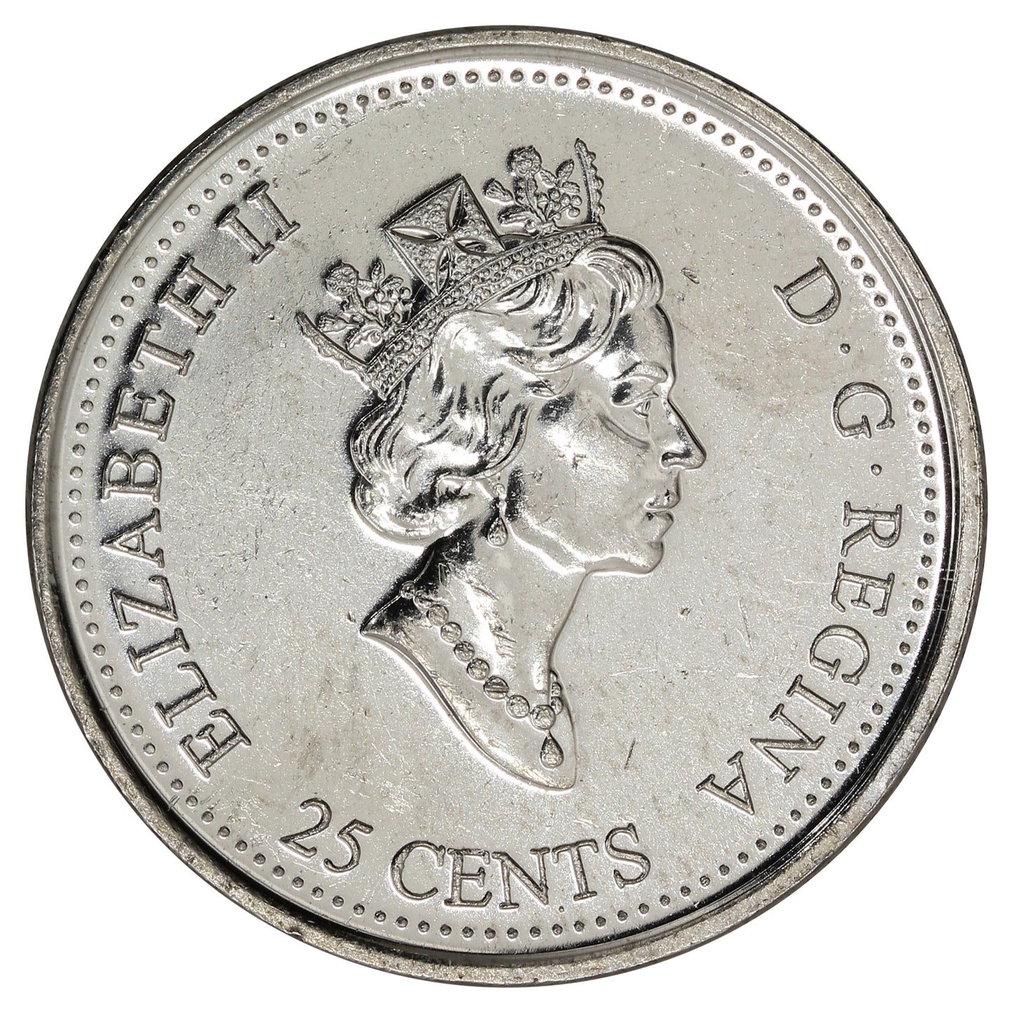 1999 January Dot Canada 25-cents Brilliant Uncirculated (MS63)